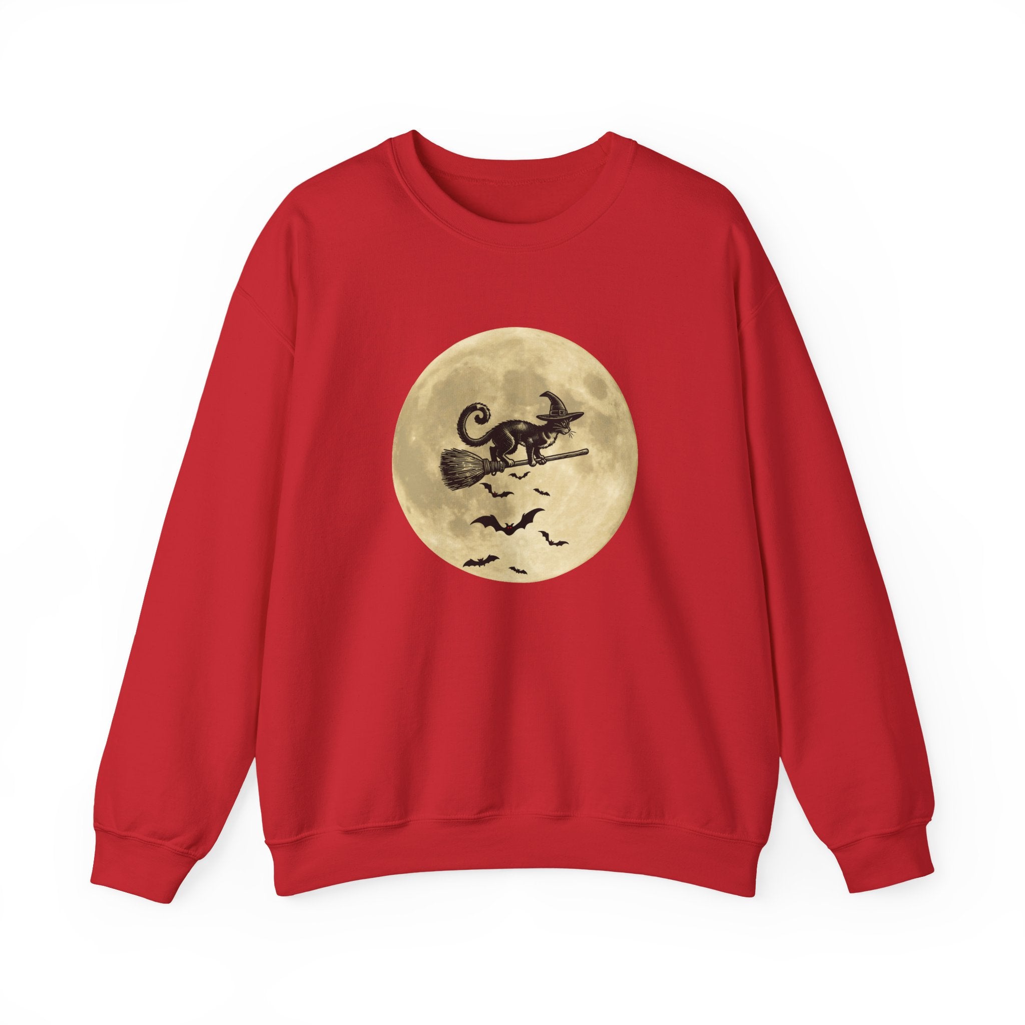 Flying Spooky Cat with Bats Under the Moon Sweatshirt