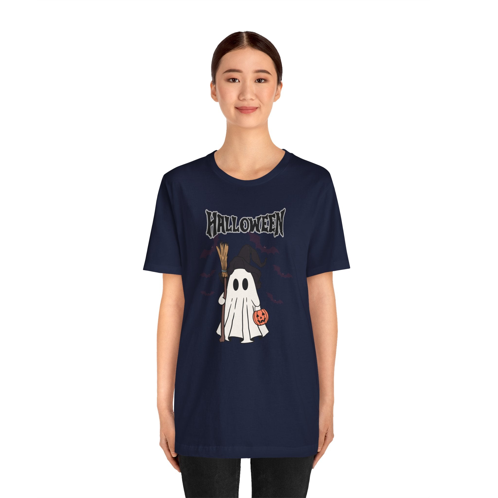 Sweeper Ghost & Bats Halloween Pumpkin Unisex T-Shirt