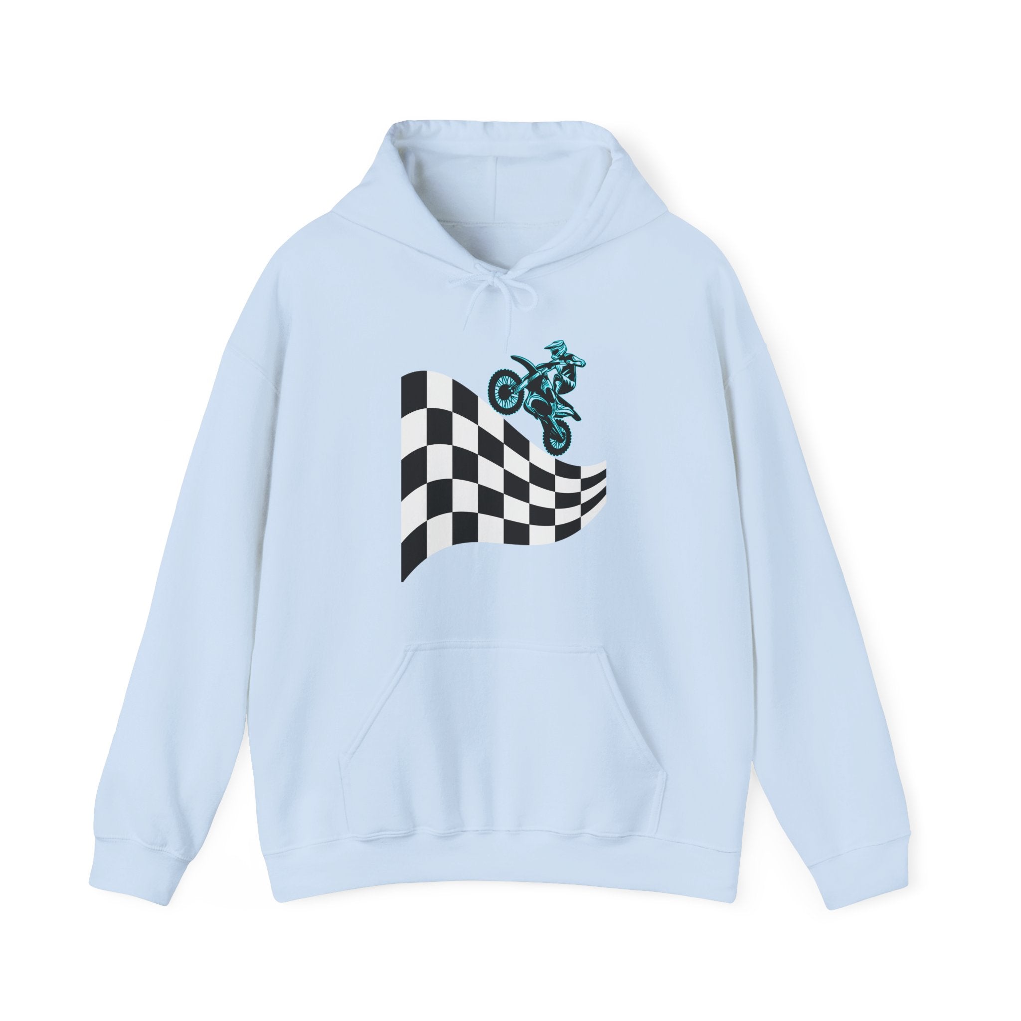 Motocross Dirt Bike Racing Finish Line Victory Flag Hoodie