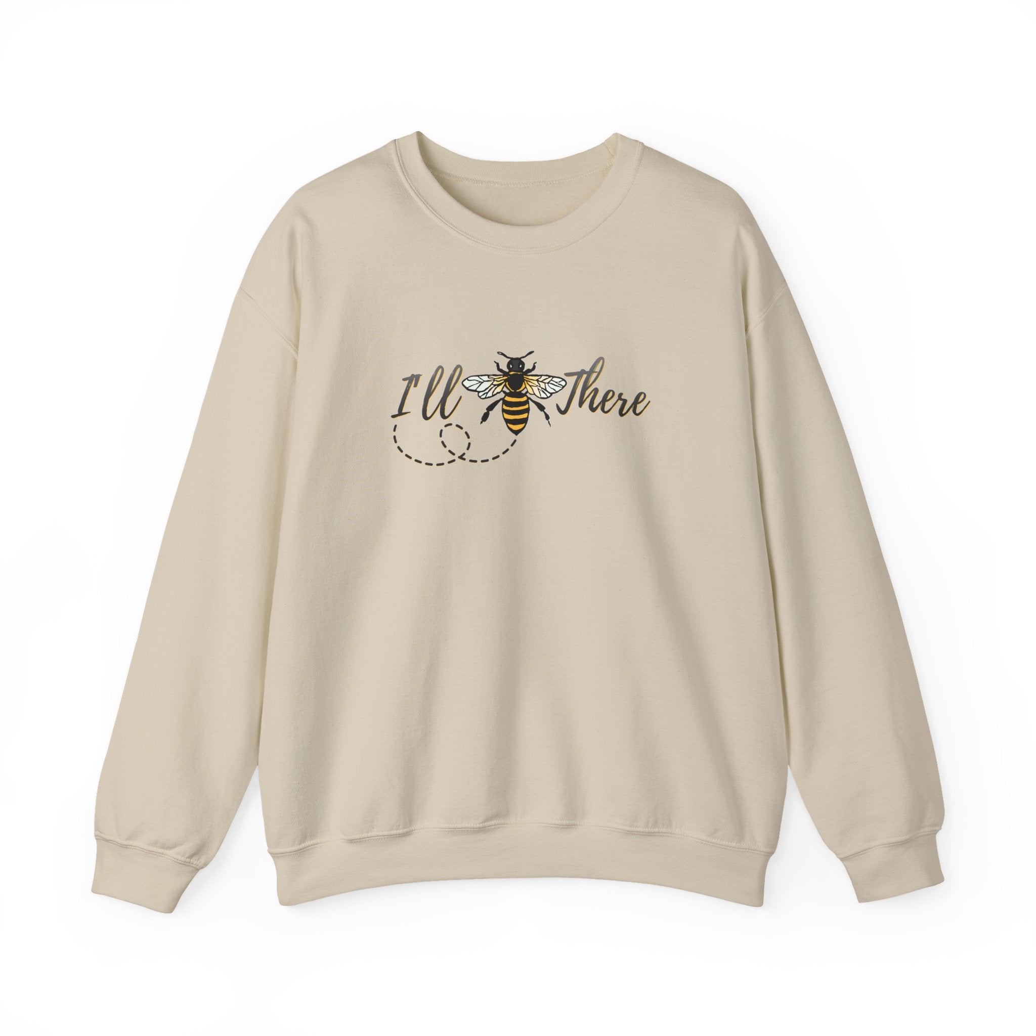 Beige sweatshirt with bee graphic and 'Ill There' text on a white background