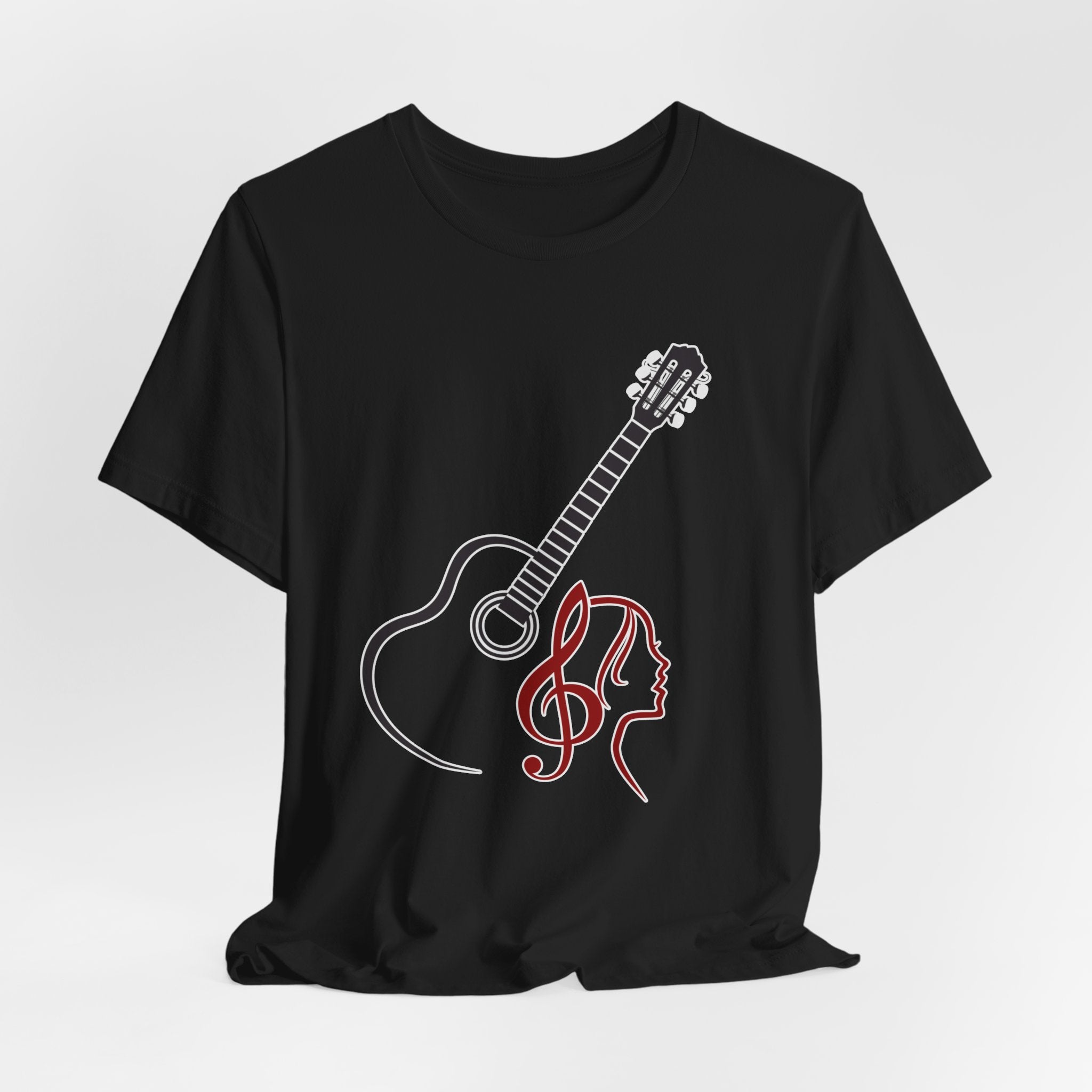 Music Minded Acoustic Guitar T-Shirt – Music Note Lover Unisex Tee