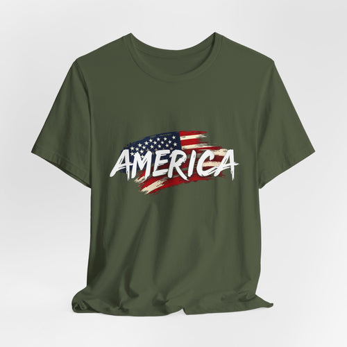 America Vintage Style Patriotic Flag Graphic T-Shirt