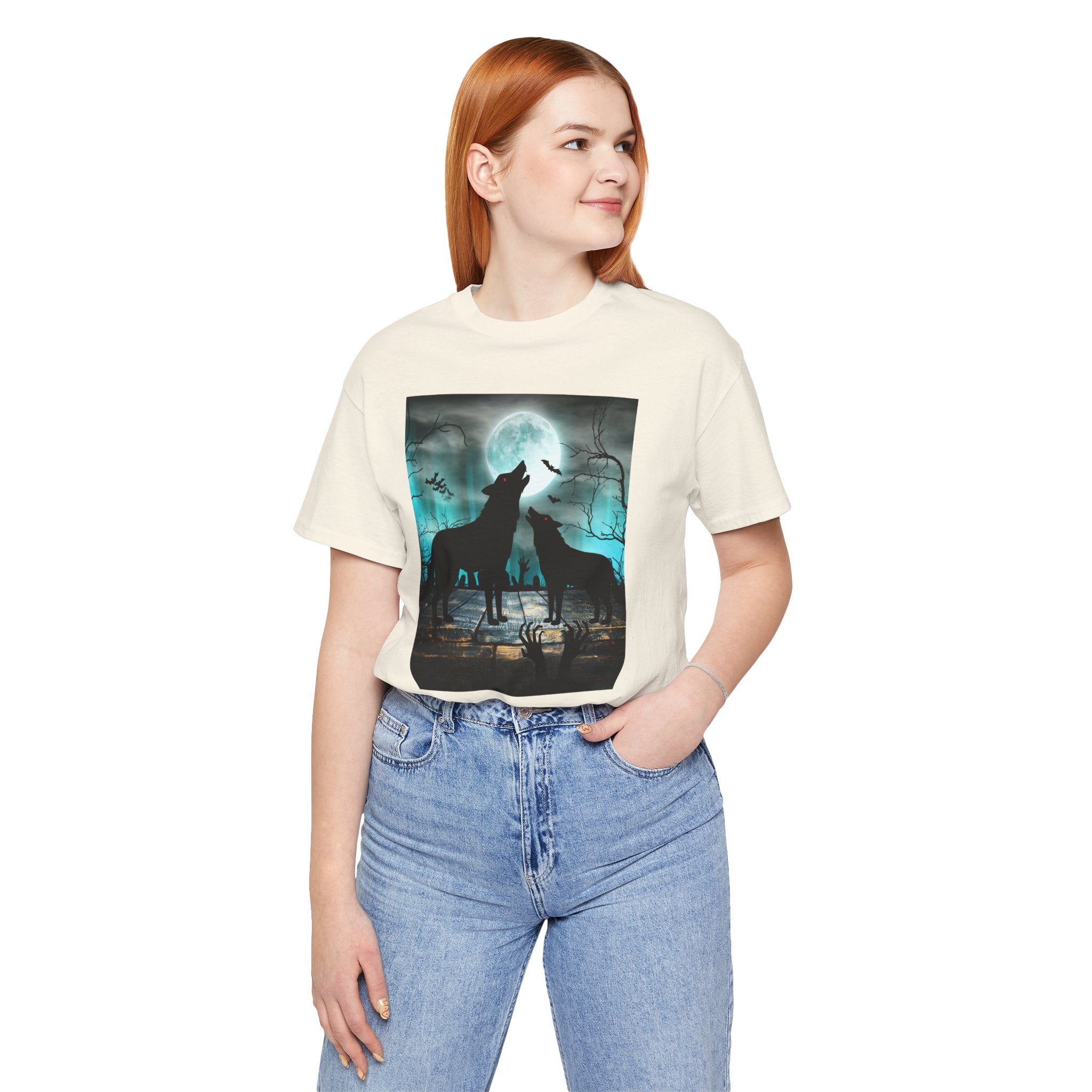 Creepy Full Moon Fox T-Shirt – Spooky Animal Art Unisex Shirt