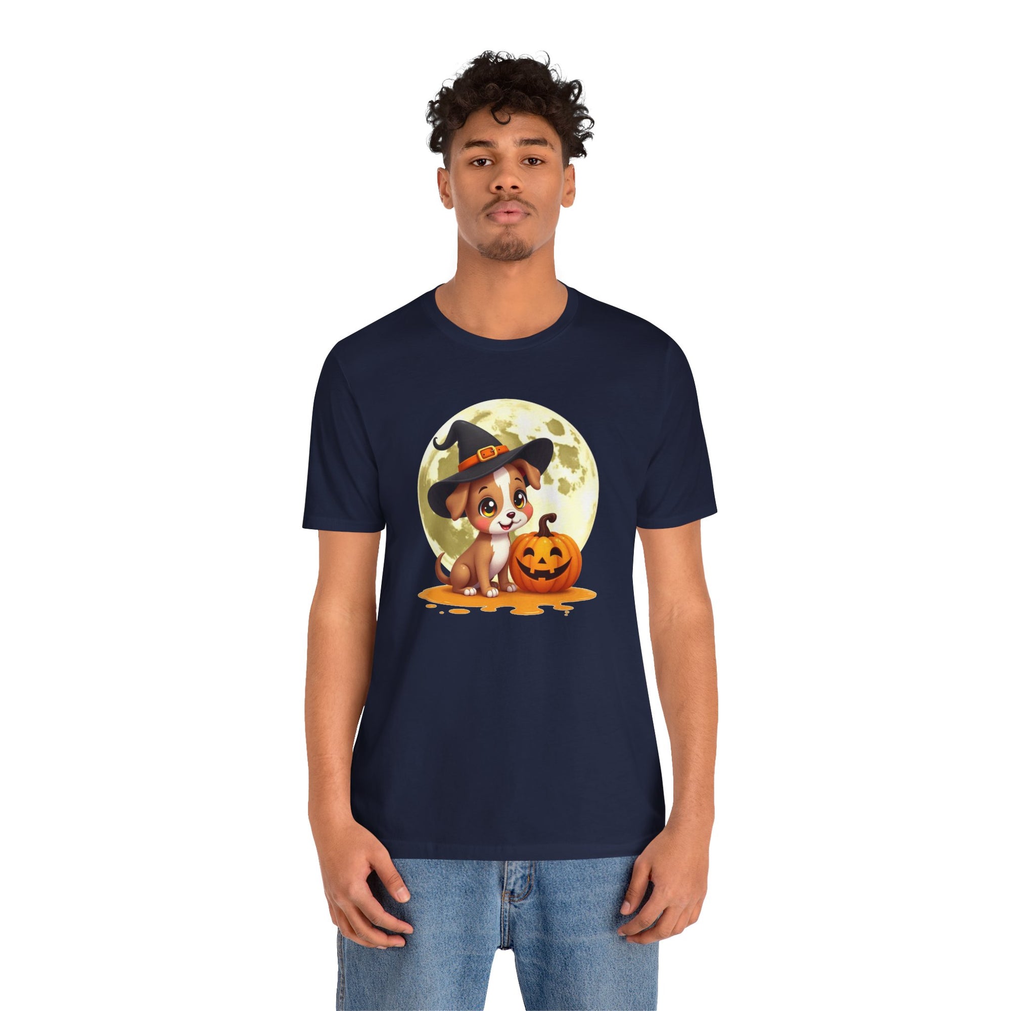 Cute Witch Puppy And The Pumpkin T-shirt for Men and Women