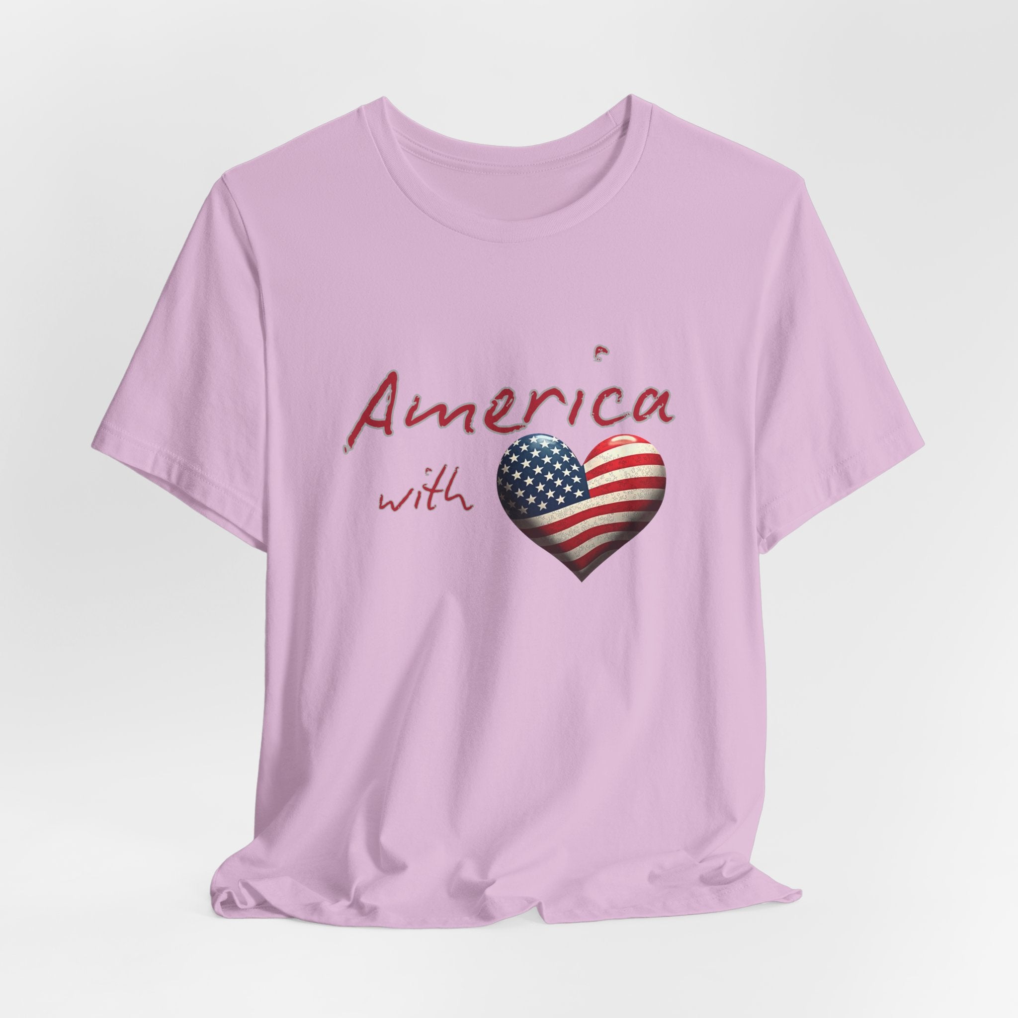 America with Love Flag Graphic Patriotic Unisex T-Shirt