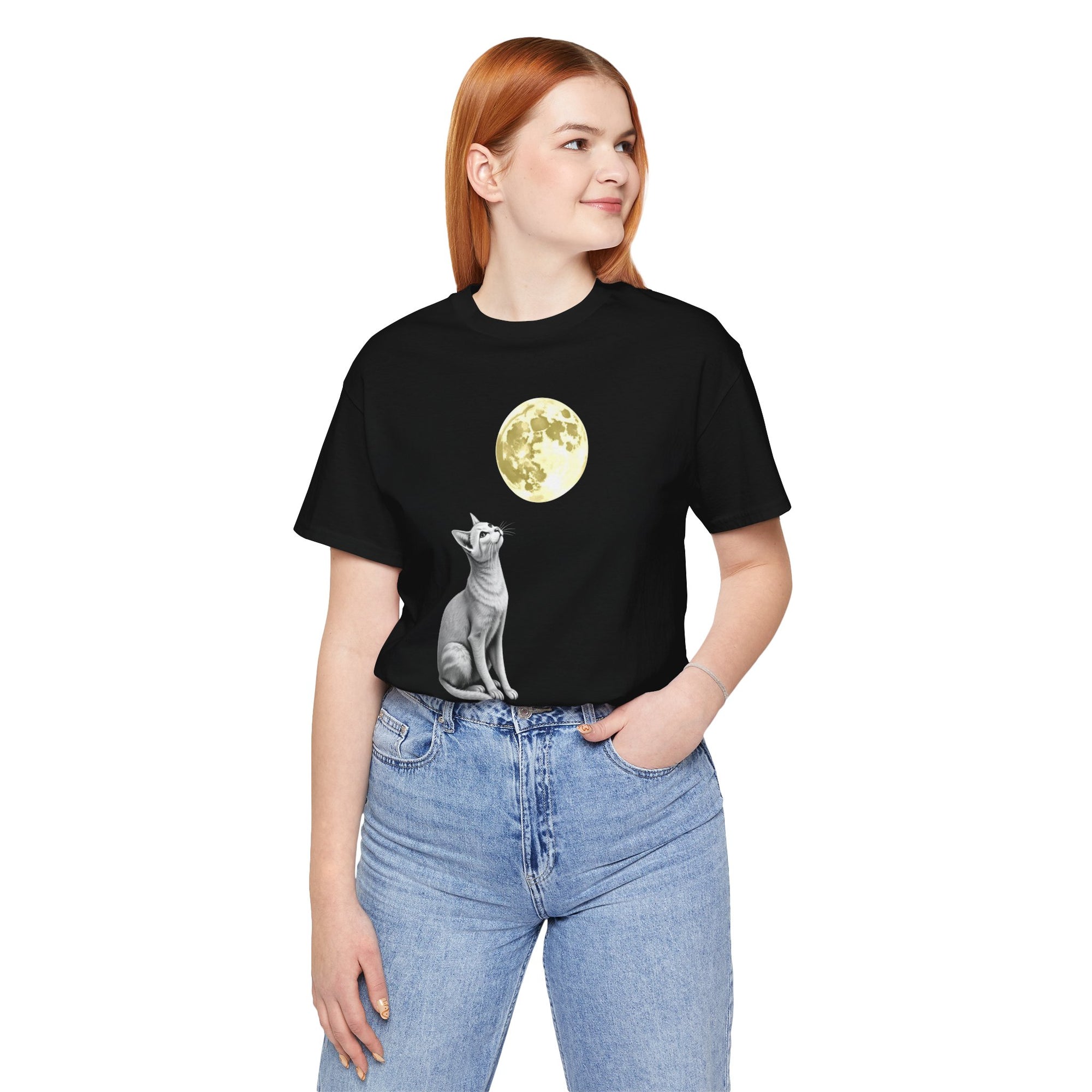Moonlight Whiskers - Cat Watching The Moon T-shirt for Men and Women, Pet Lover Shirt