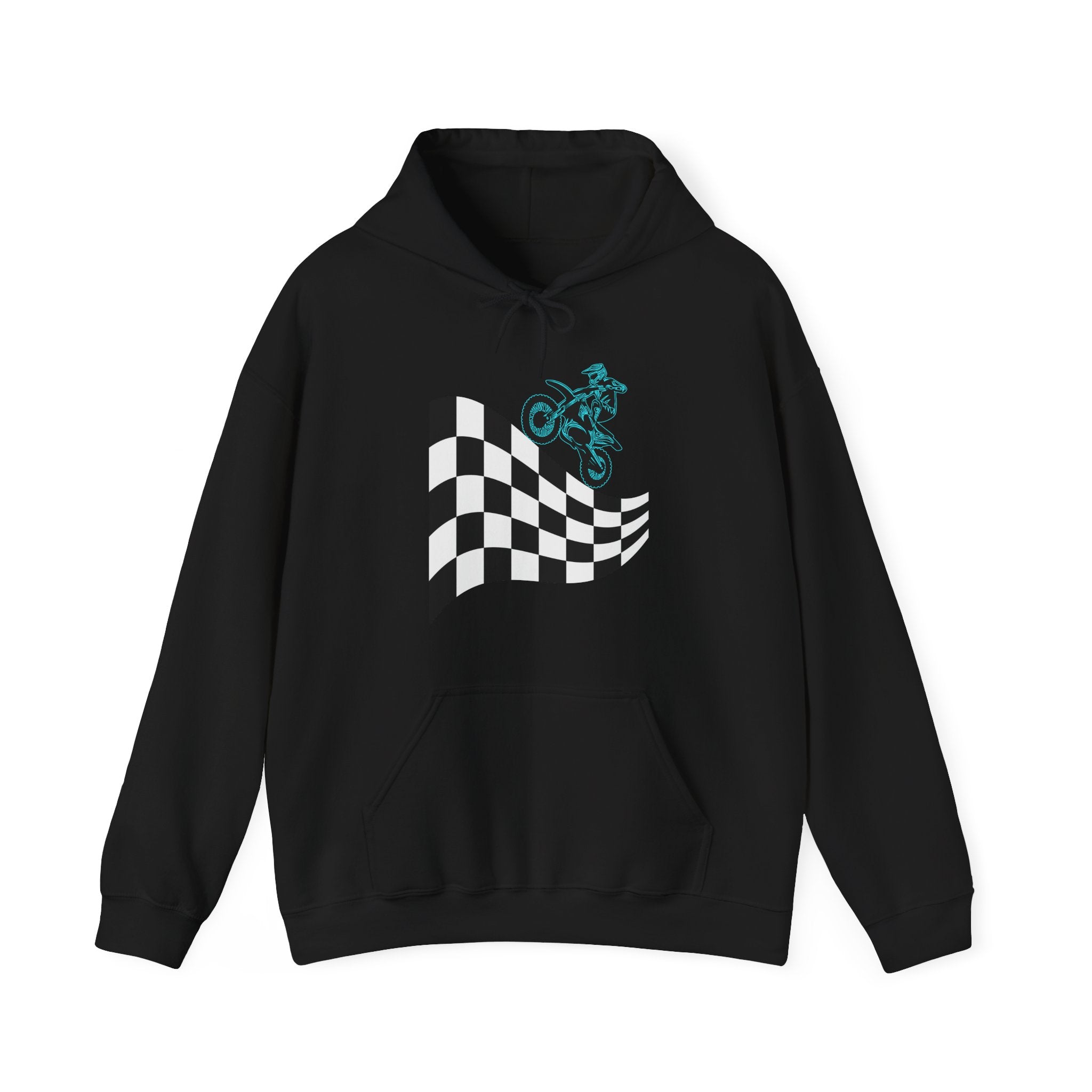 Motocross Dirt Bike Racing Finish Line Victory Flag Hoodie