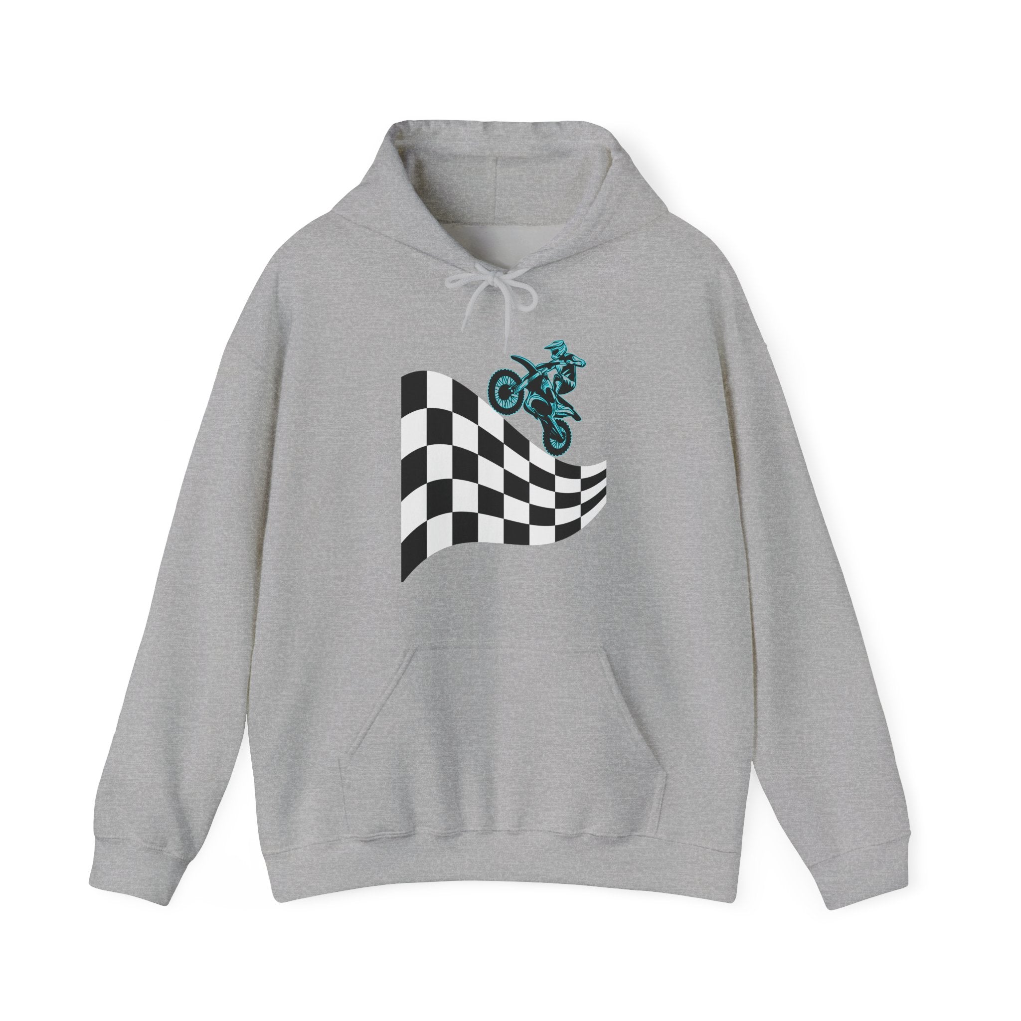 Motocross Dirt Bike Racing Finish Line Victory Flag Hoodie