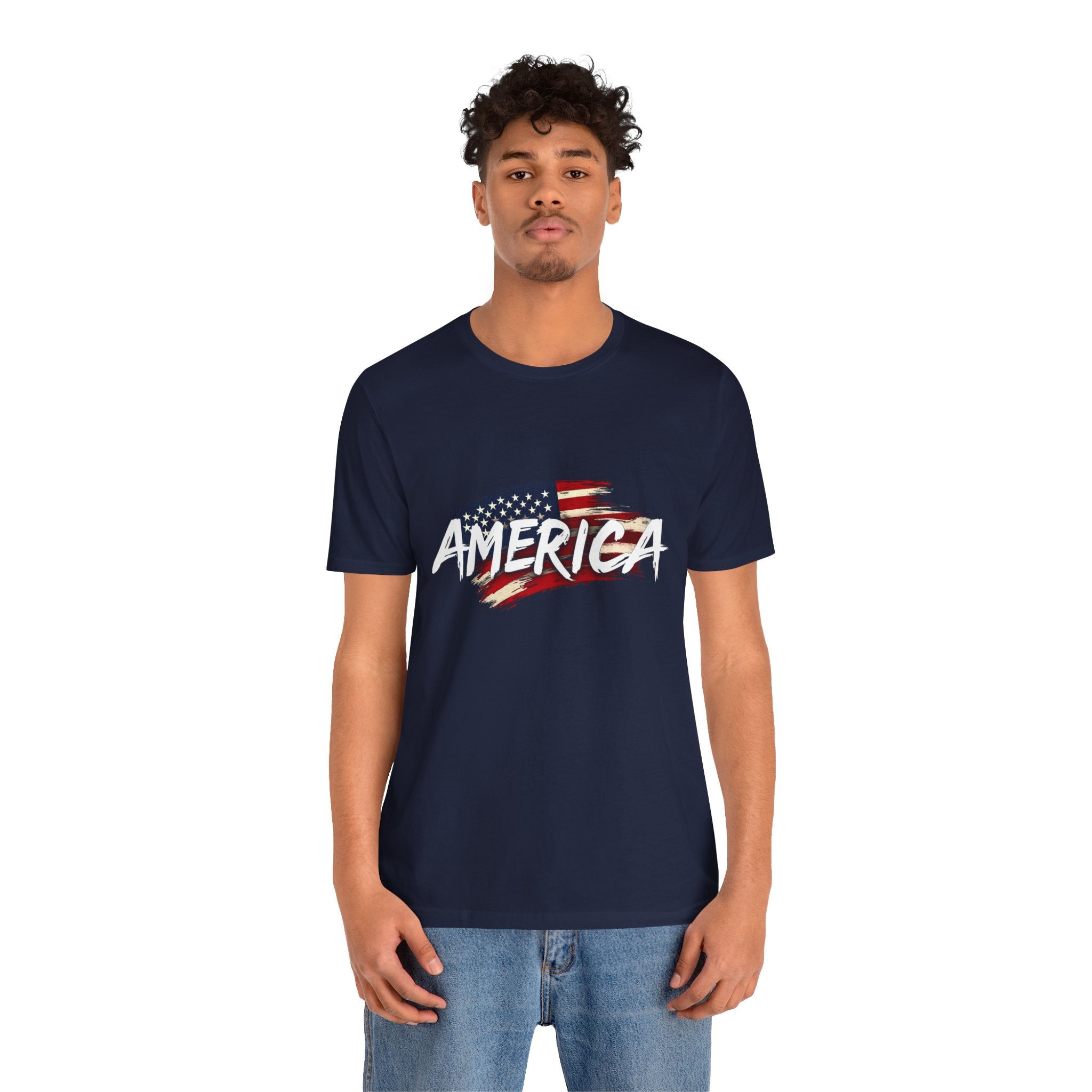 America Vintage Style Patriotic Flag Graphic T-Shirt