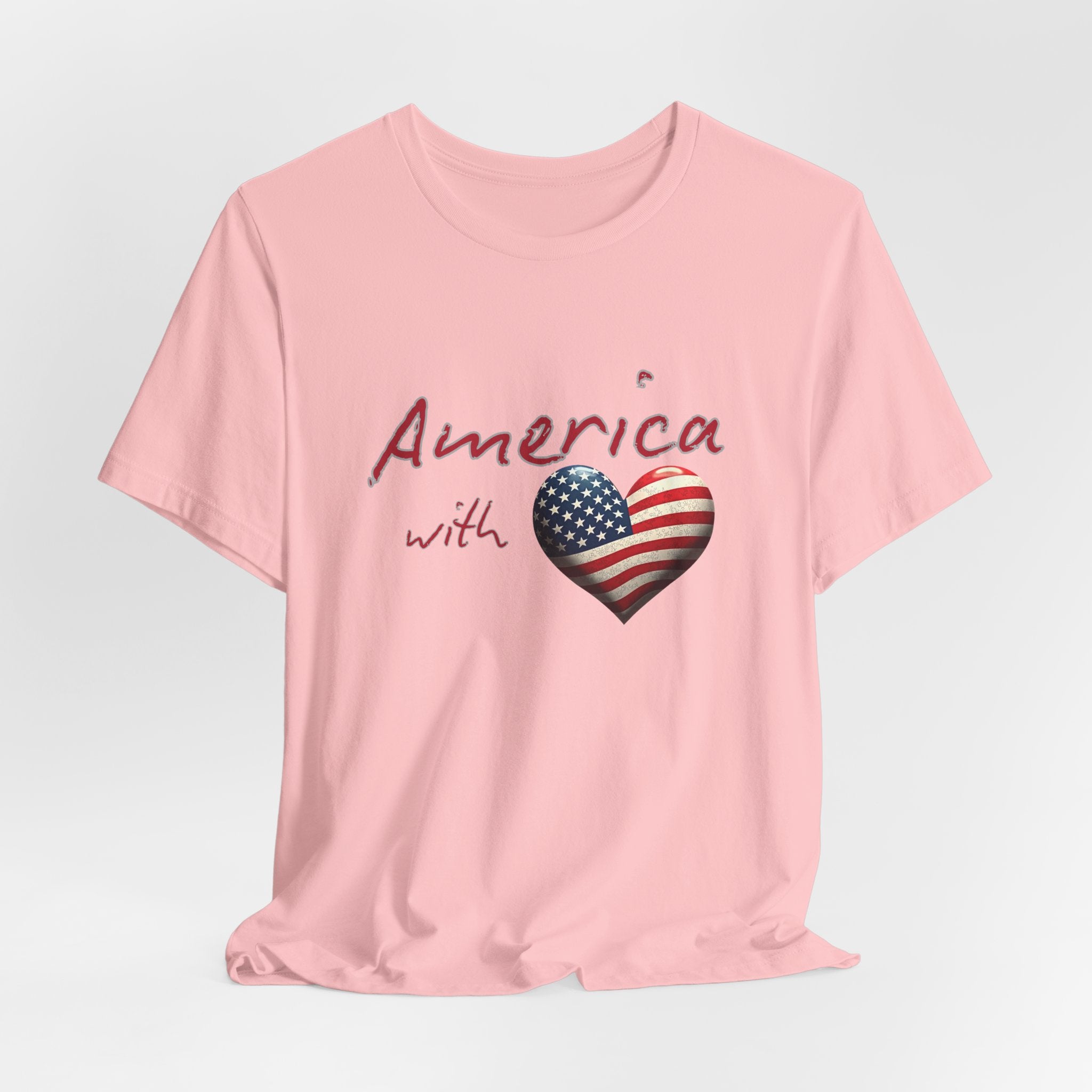 America with Love Flag Graphic Patriotic Unisex T-Shirt