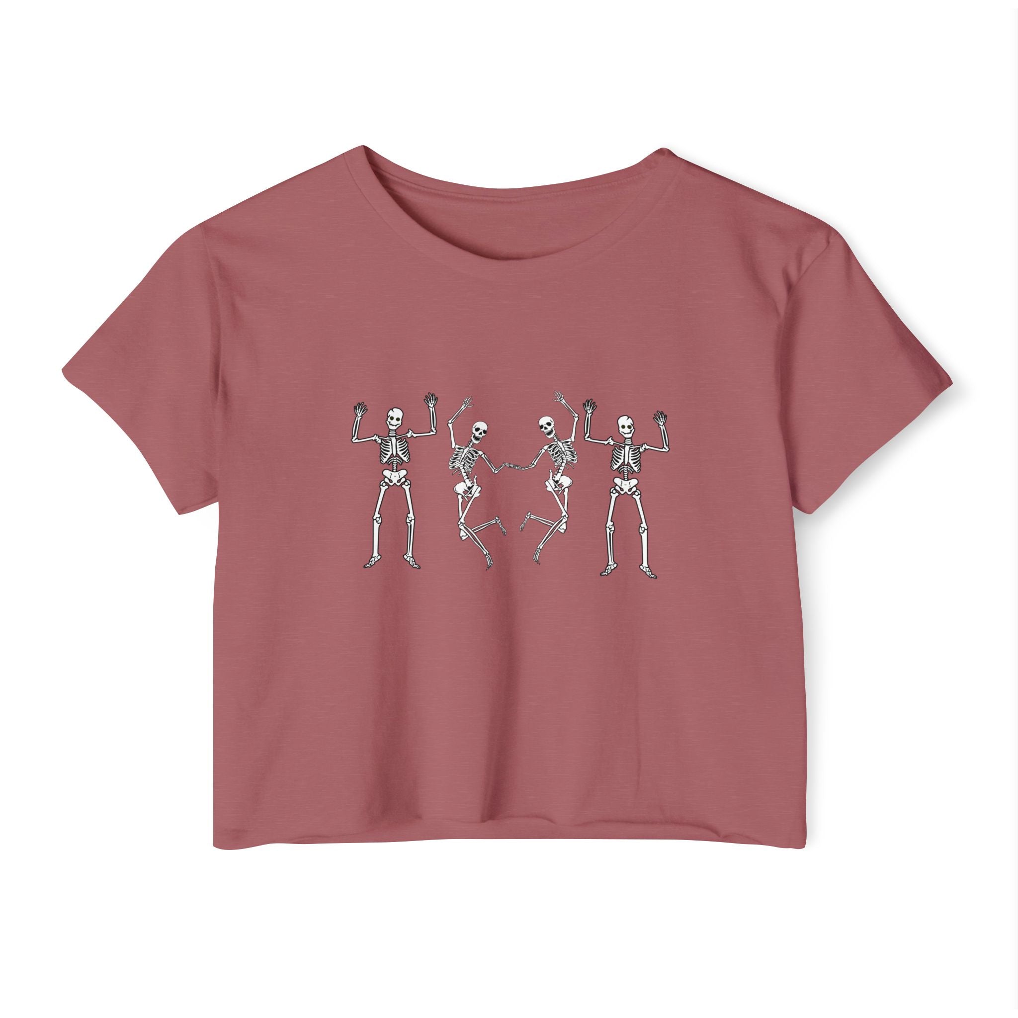 Dancing Skeleton Halloween Funny Crop Top T-shirt