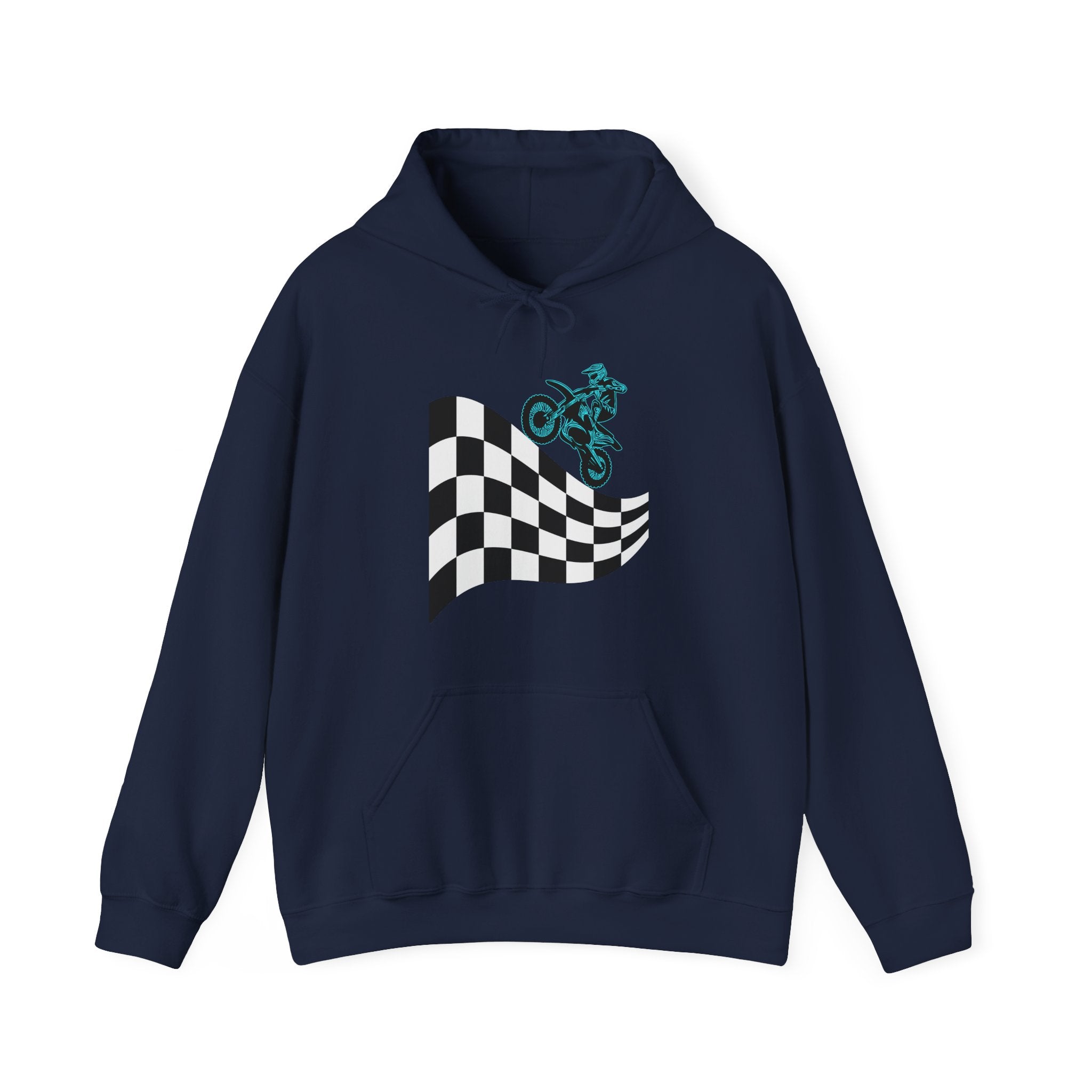 Motocross Dirt Bike Racing Finish Line Victory Flag Hoodie