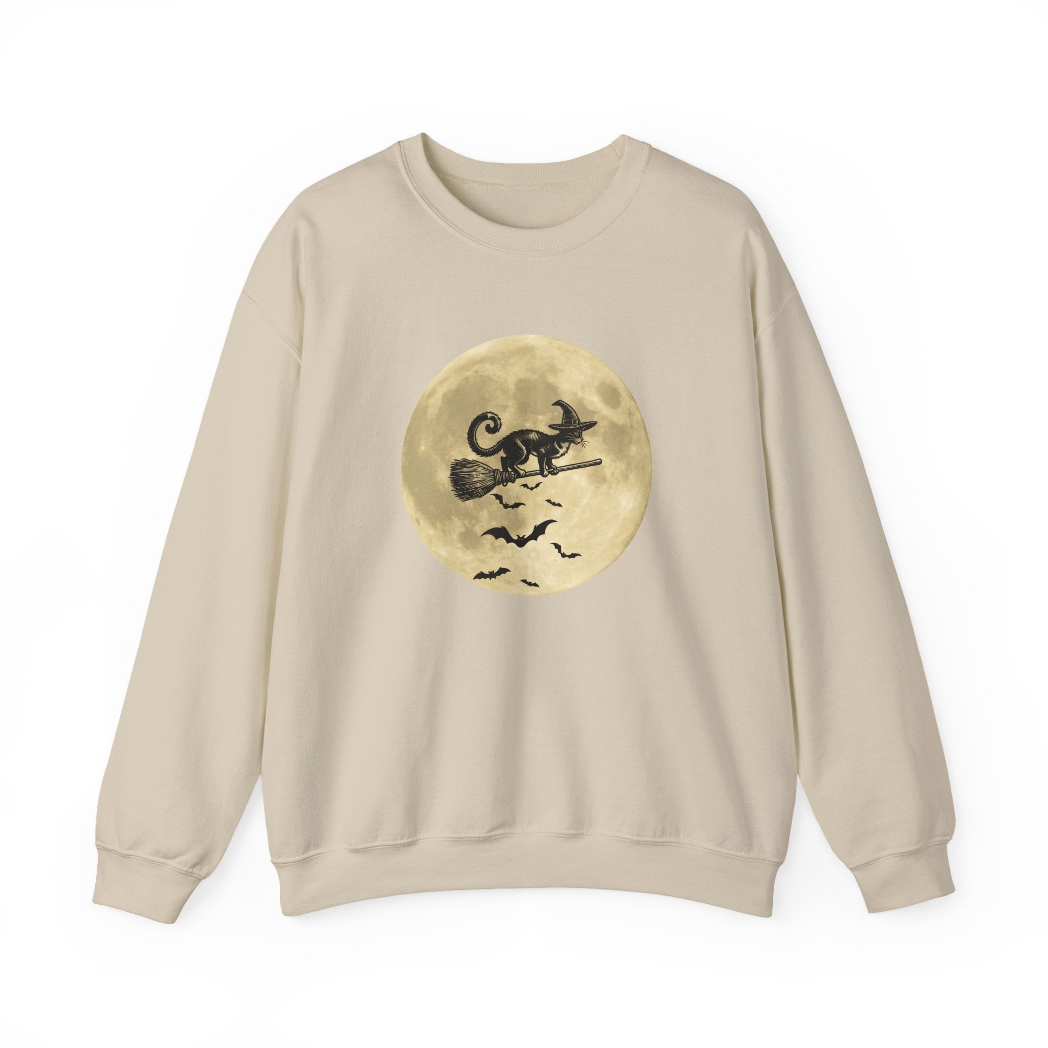Flying Spooky Cat with Bats Under the Moon Sweatshirt