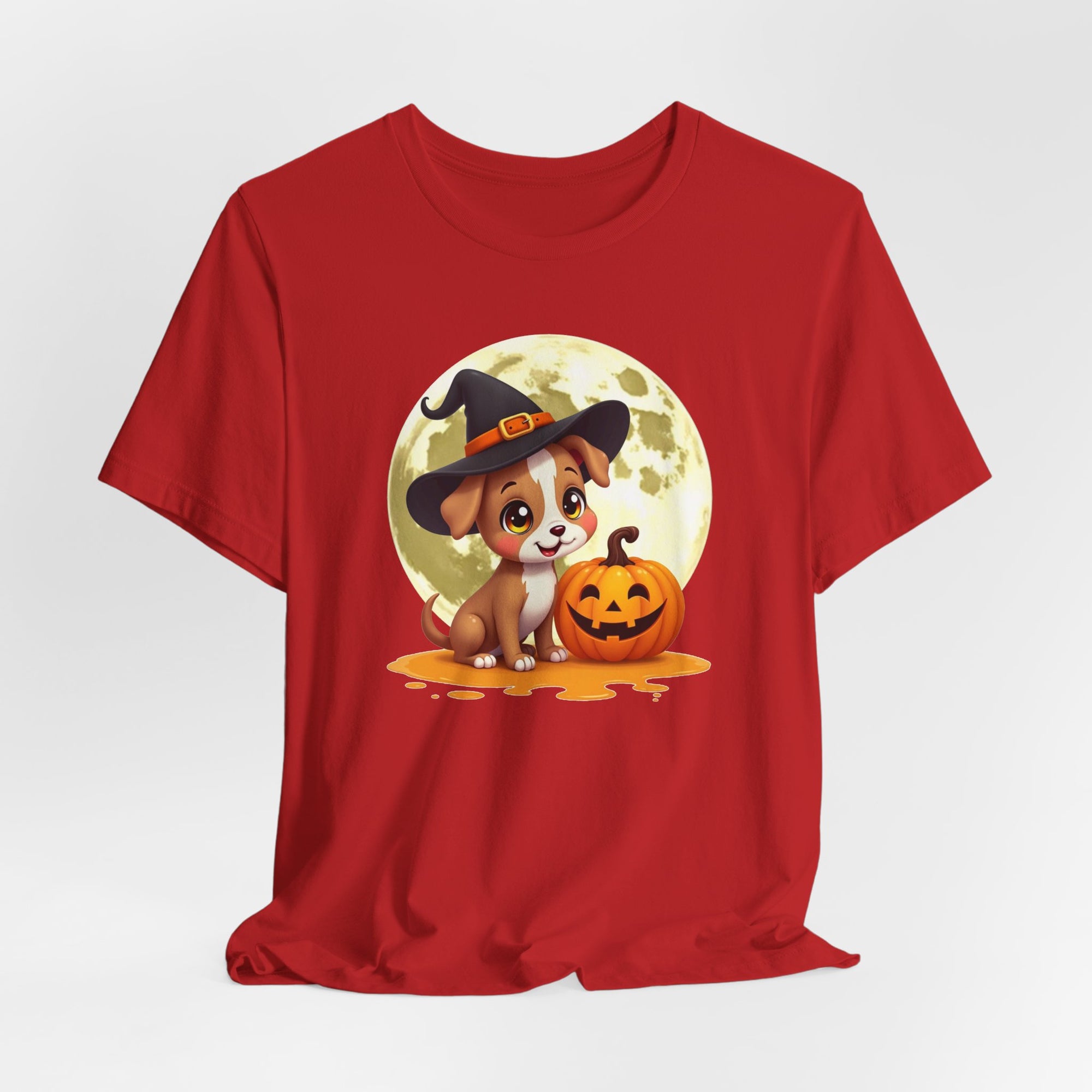 Cute Witch Puppy And The Pumpkin T-shirt for Men and Women