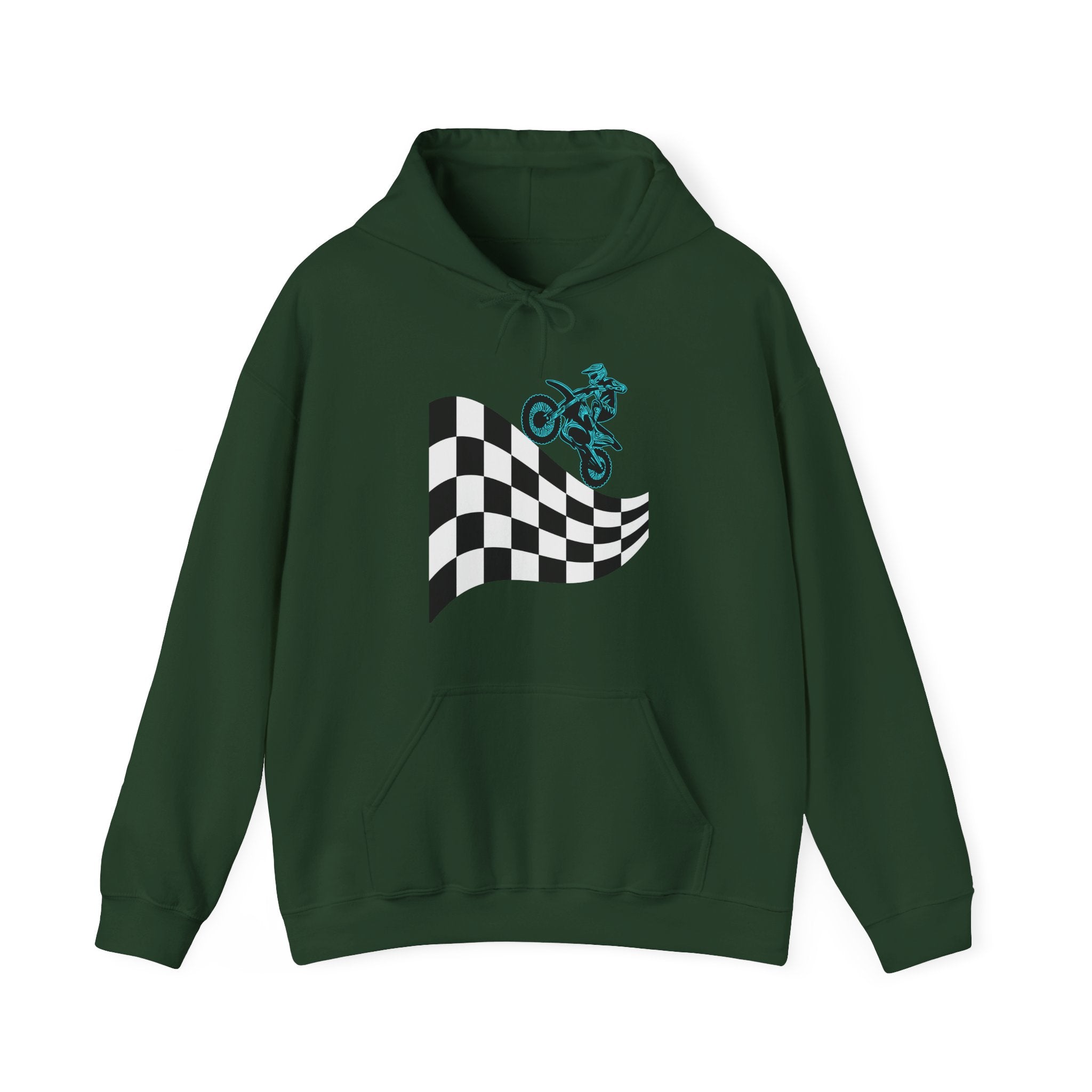 Motocross Dirt Bike Racing Finish Line Victory Flag Hoodie