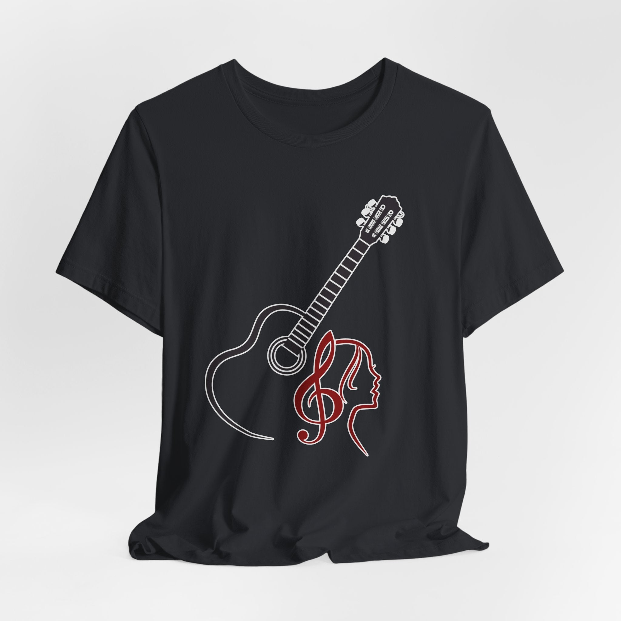Music Minded Acoustic Guitar T-Shirt – Music Note Lover Unisex Tee