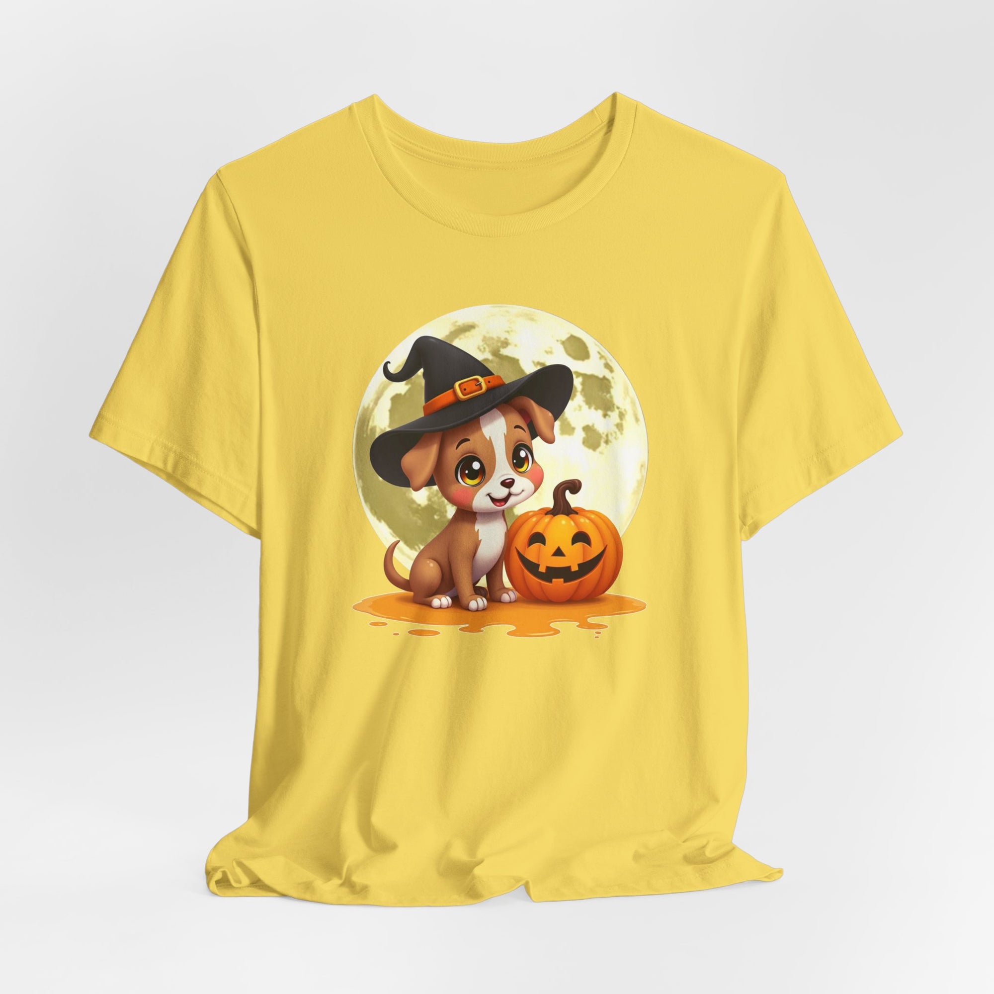 Cute Witch Puppy And The Pumpkin T-shirt for Men and Women