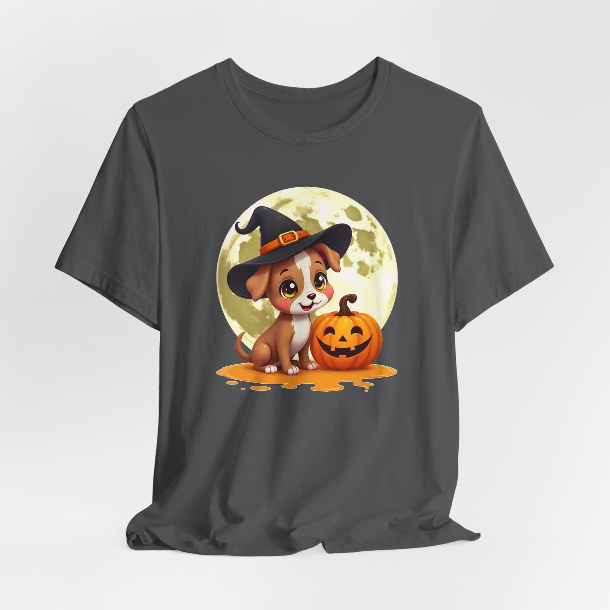 Cute Witch Puppy And The Pumpkin T-shirt for Men and Women