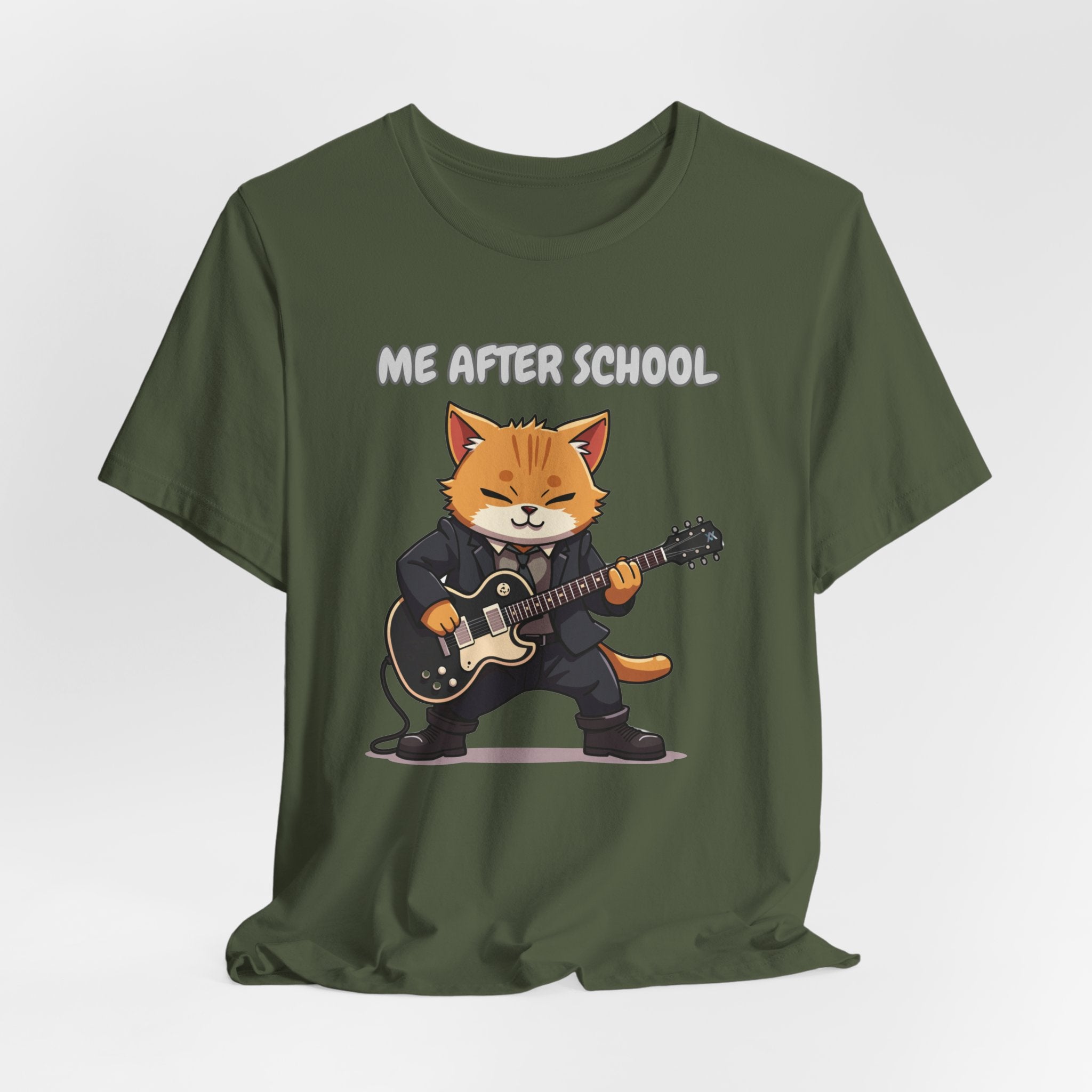 Me After School – Cat Playing Guitar Funny Graphic Unisex T-Shirt