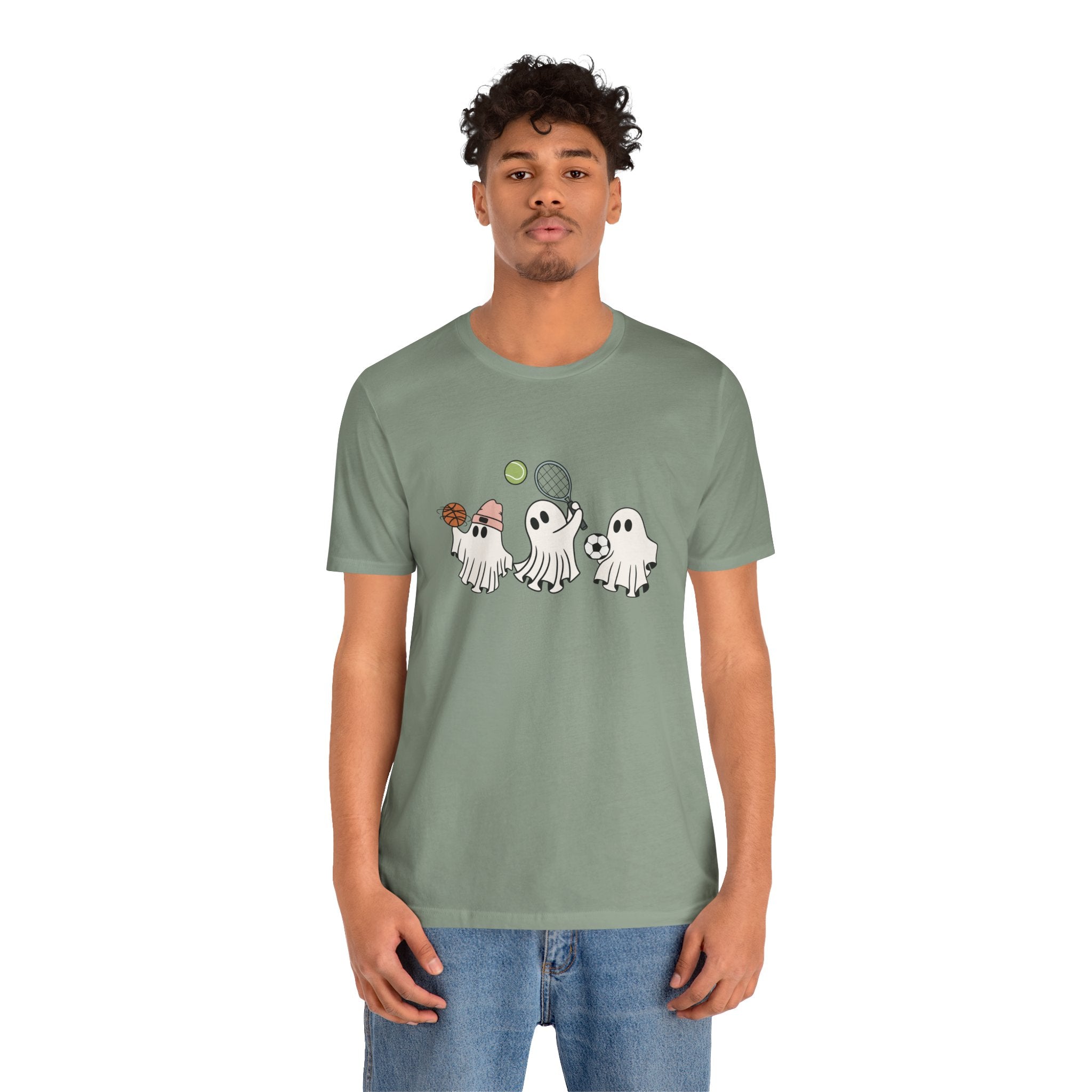 Sports Lover Ghost Shirt – Funny Halloween Athlete Ghost Graphic Unisex Tee