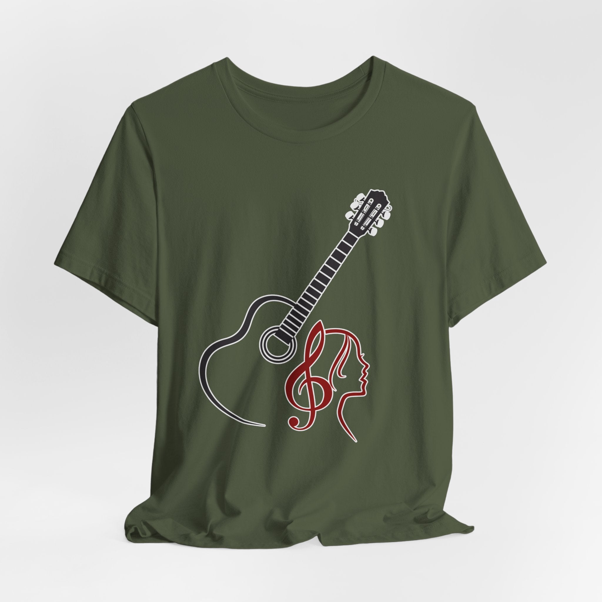 Music Minded Acoustic Guitar T-Shirt – Music Note Lover Unisex Tee