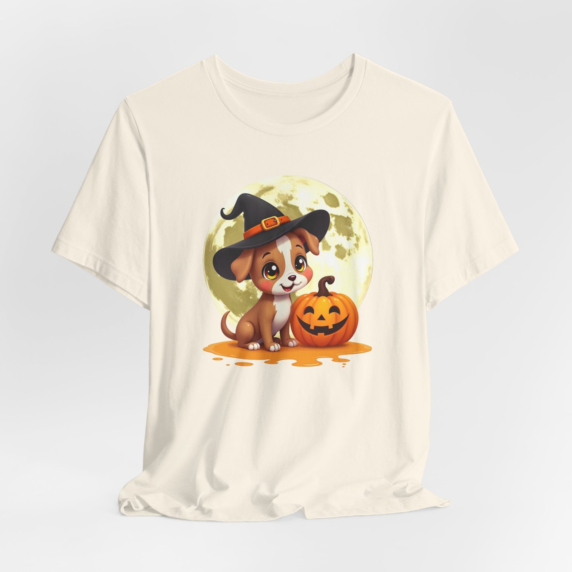 Cute Witch Puppy And The Pumpkin T-shirt for Men and Women
