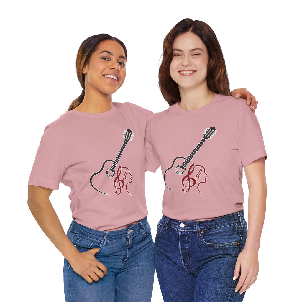Music Minded Acoustic Guitar T-Shirt – Music Note Lover Unisex Tee