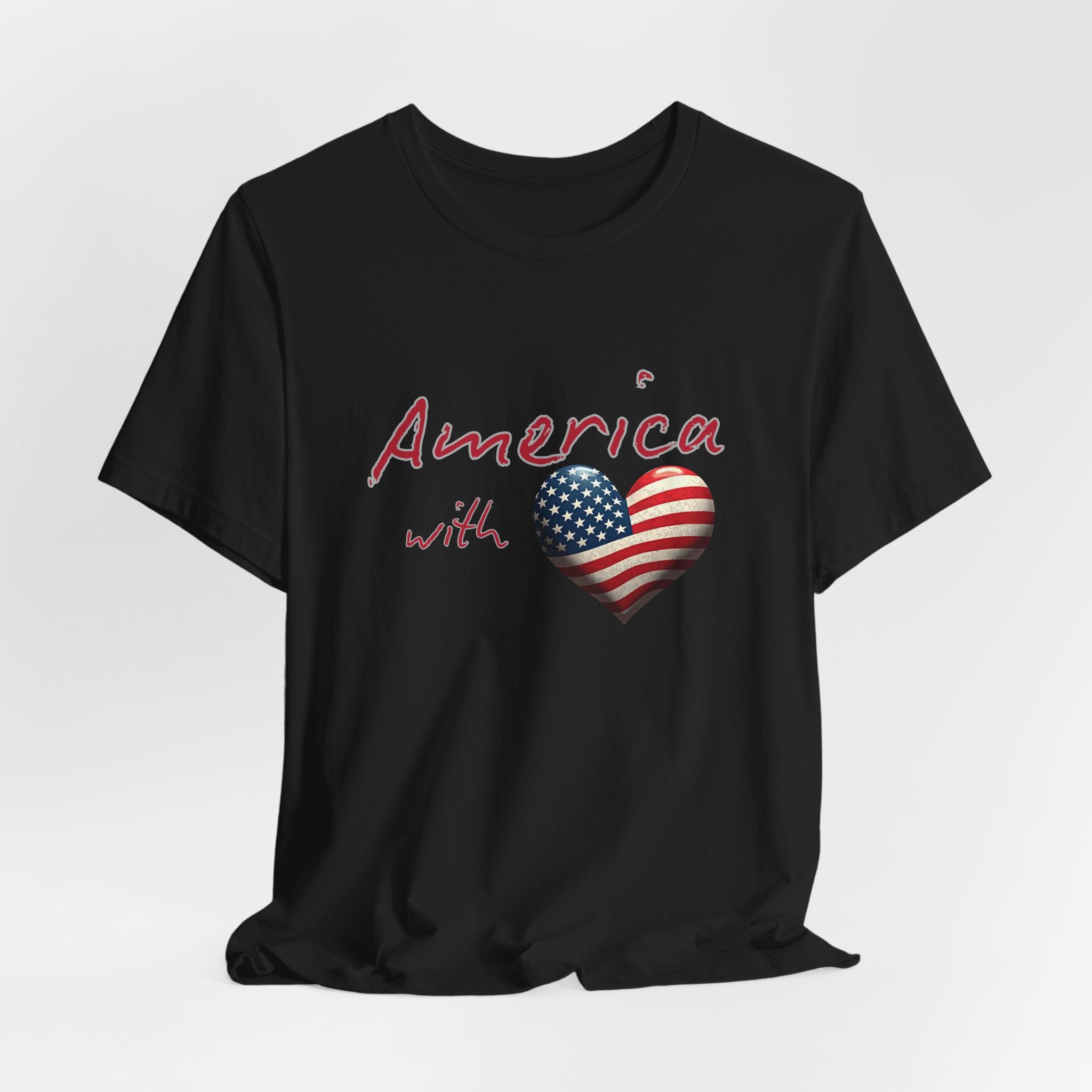 America with Love Flag Graphic Patriotic Unisex T-Shirt