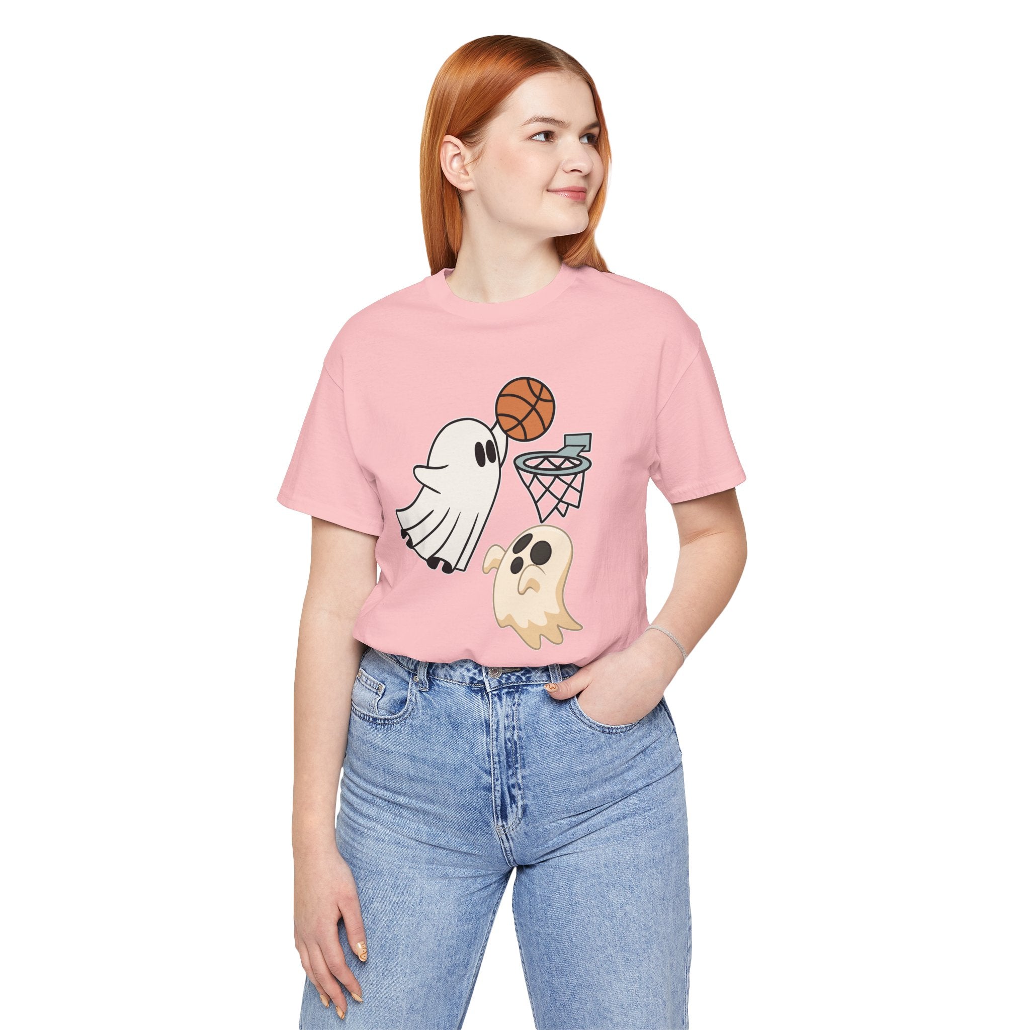 Slam Dunk Ghost T-Shirt – Funny Basketball Halloween Ghost Unisex Tee