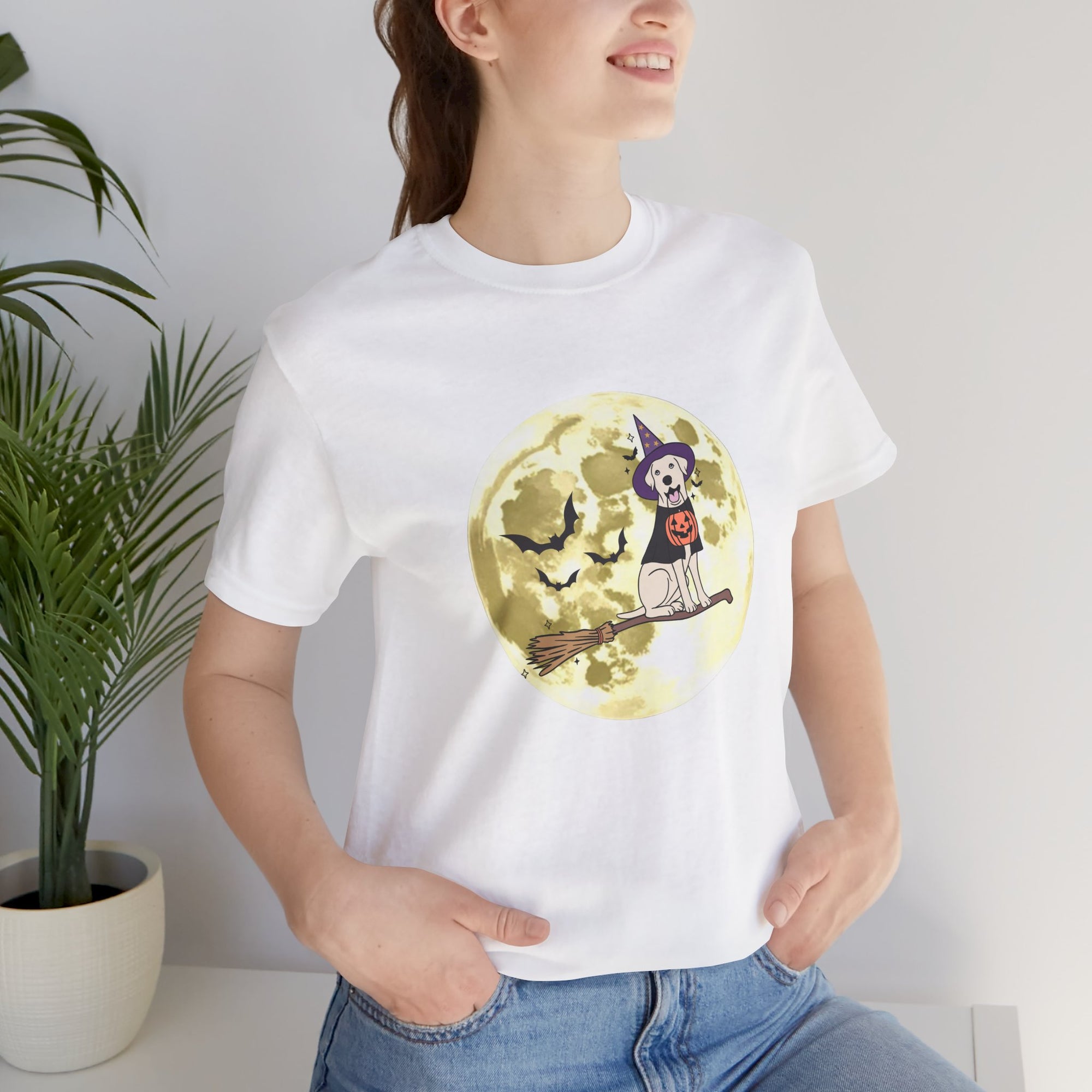 Dog In A Flying Broom T-shirt for Men and Women