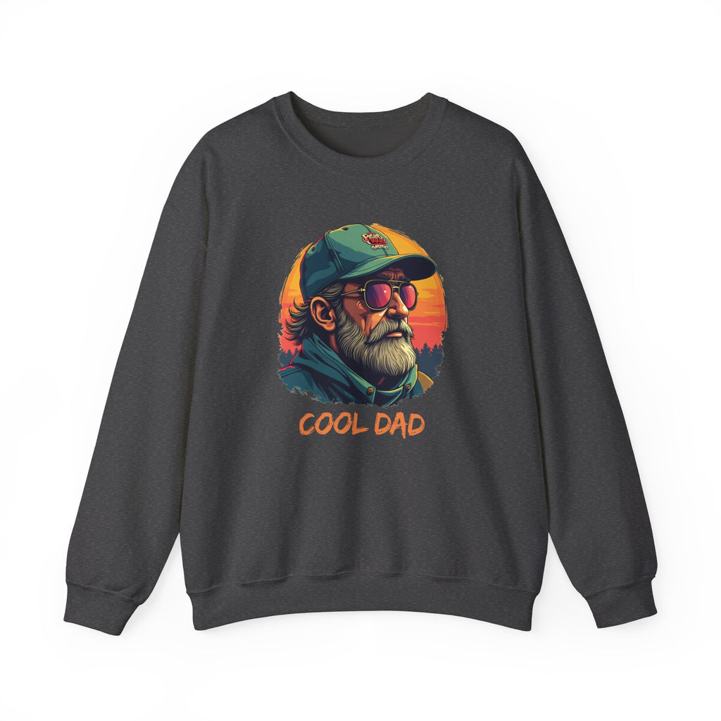Black sweatshirt with 'Cool Dad' graphic on a white background