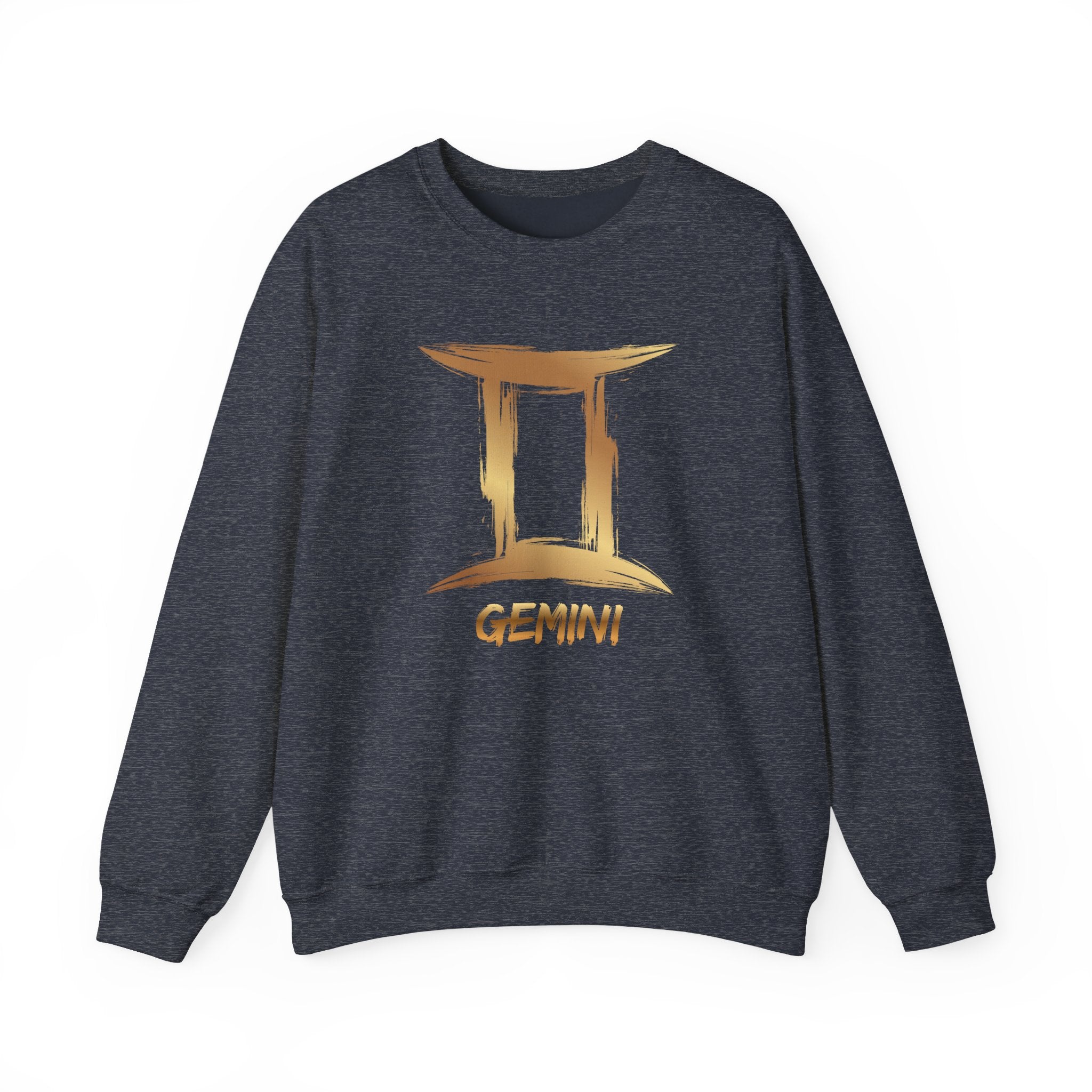 Dark navy sweatshirt with gold Gemini logo on a white background