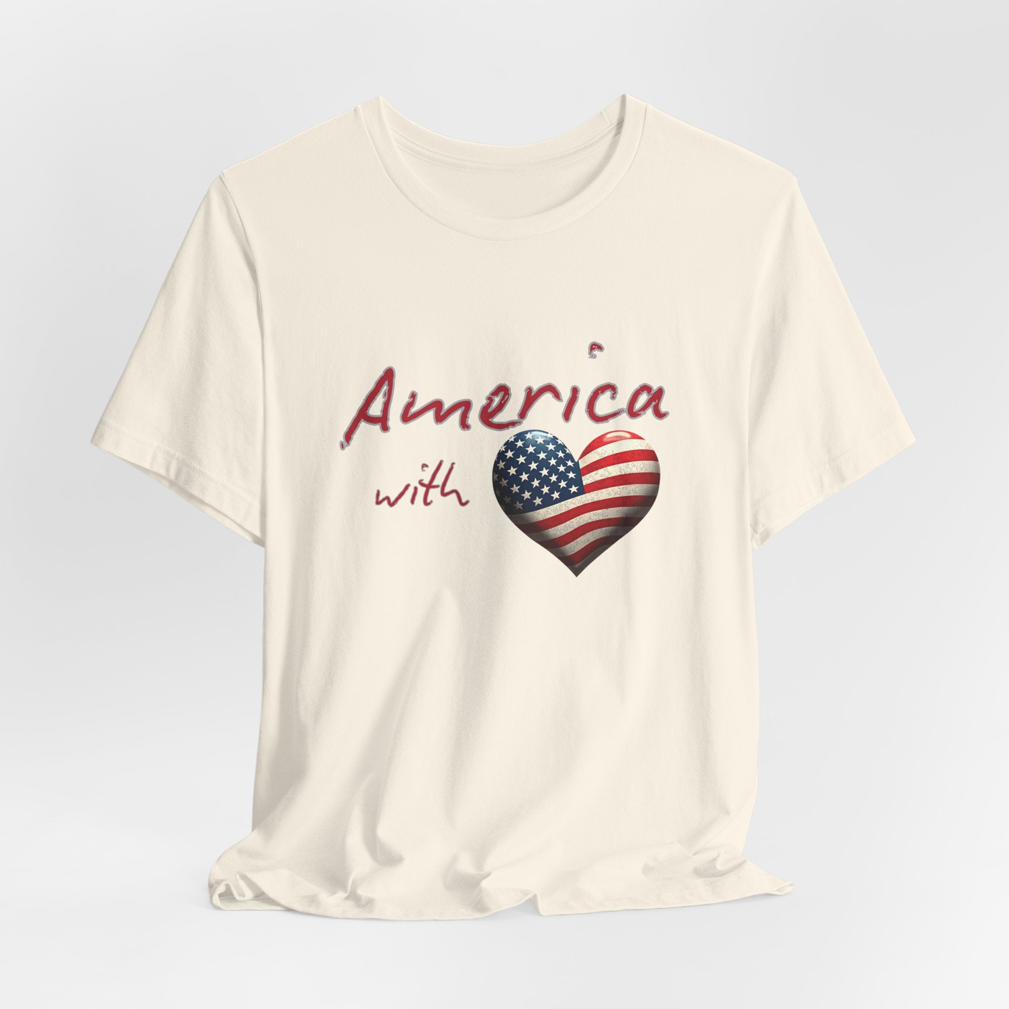 America with Love Flag Graphic Patriotic Unisex T-Shirt