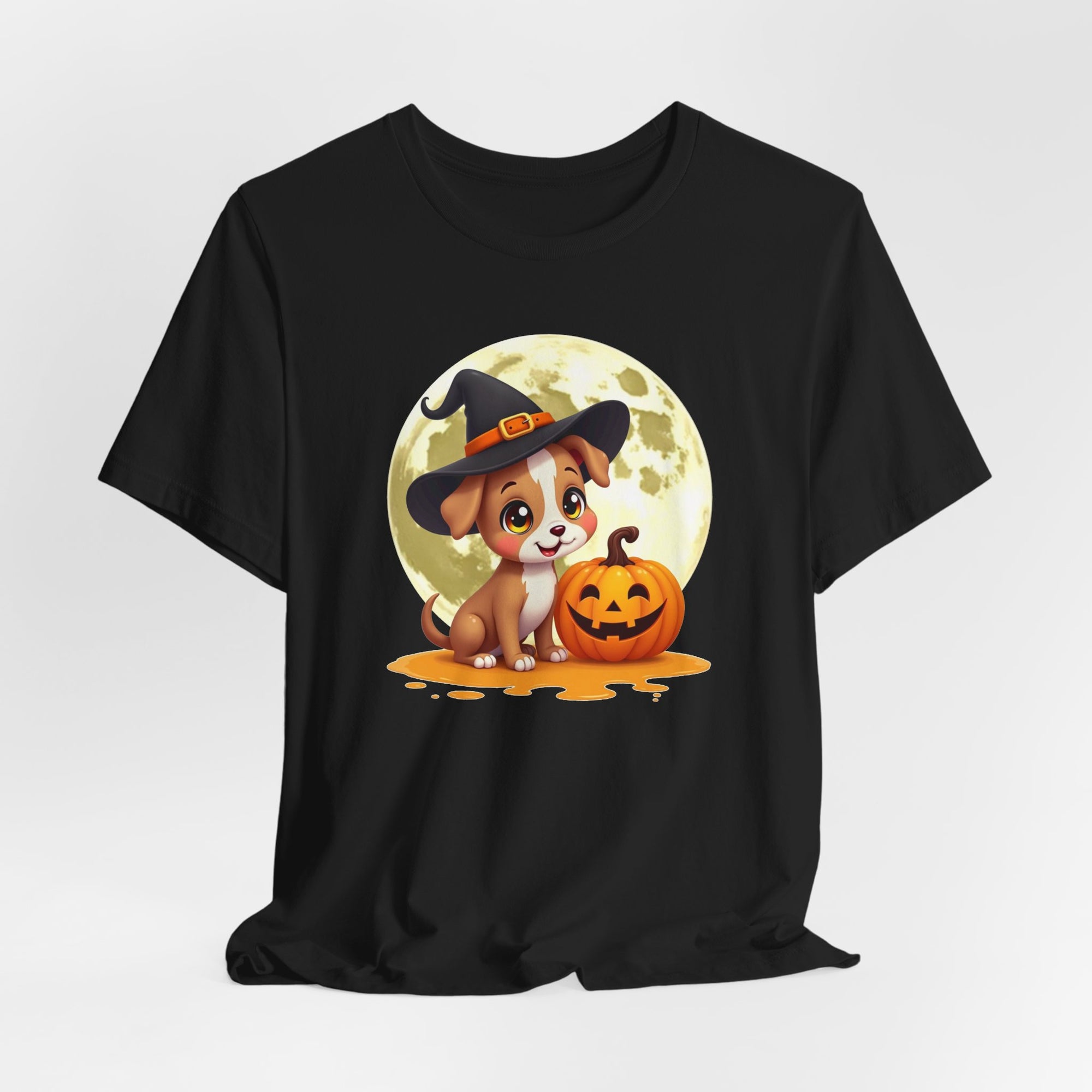 Cute Witch Puppy And The Pumpkin T-shirt for Men and Women