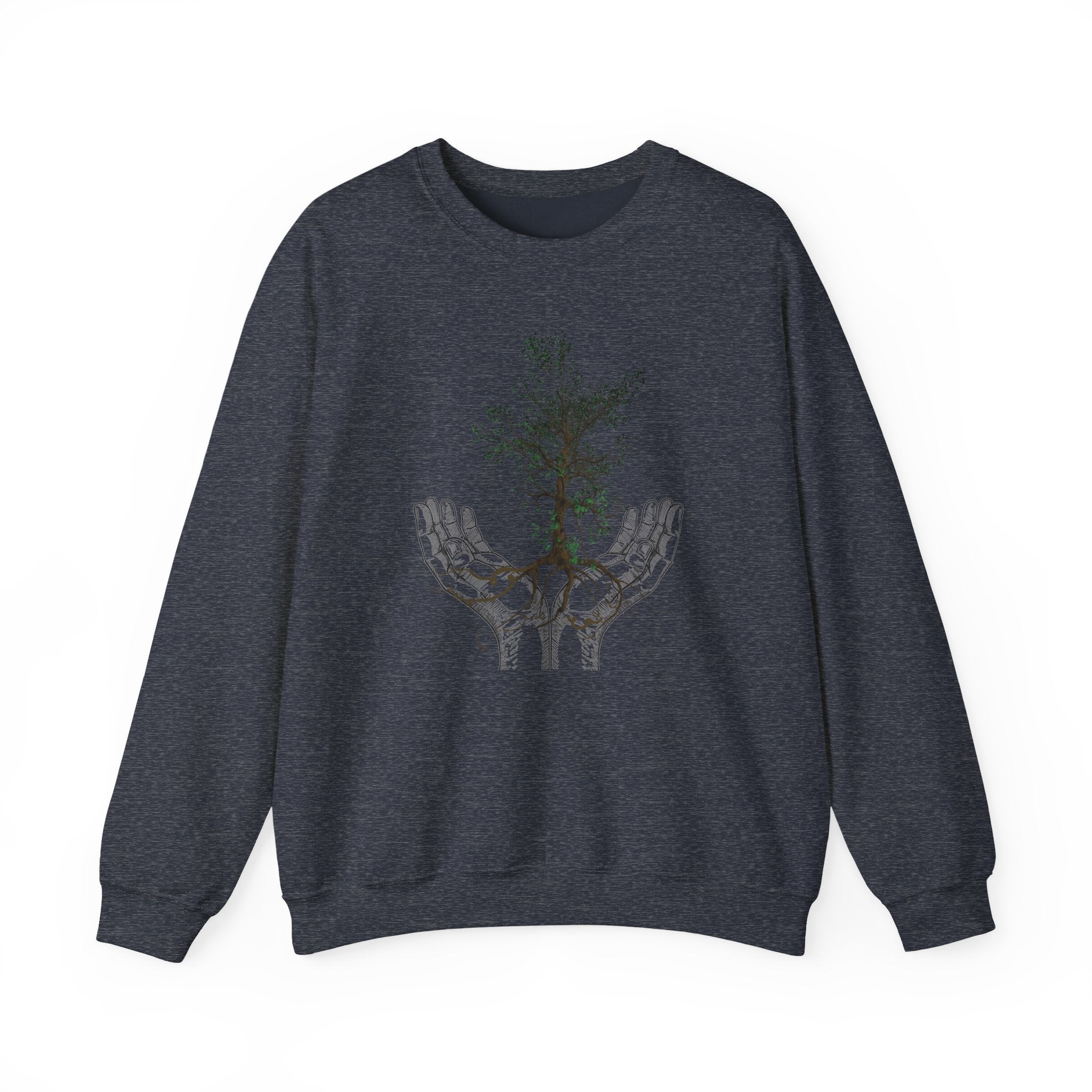 Dark navy sweatshirt with humorous text on a white background