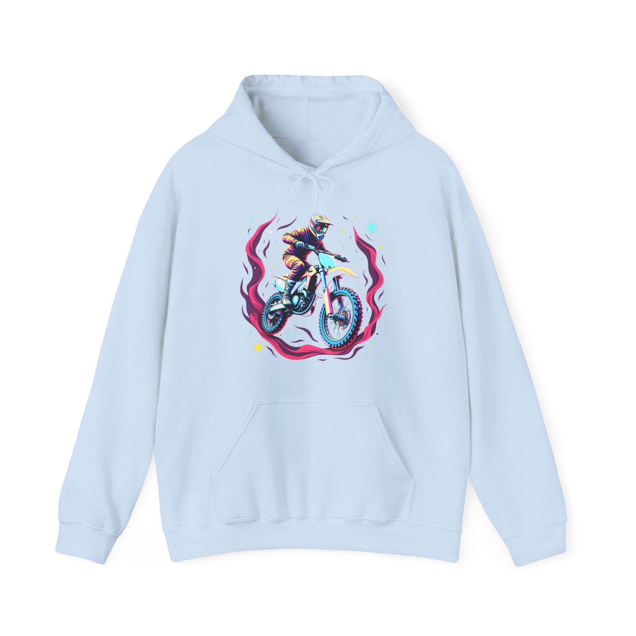 Cosmic Dirt Bike Galaxy Motocross Rider Graphic Hoodie