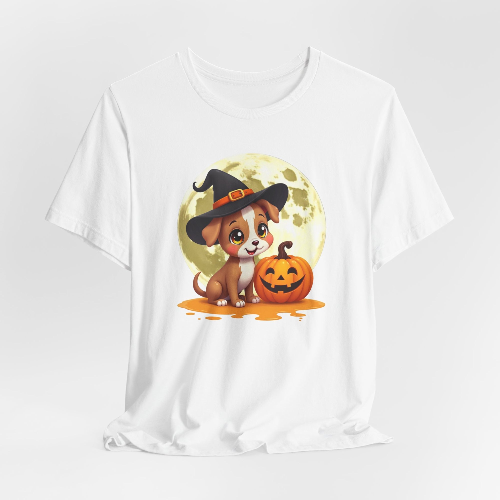Cute Witch Puppy And The Pumpkin T-shirt for Men and Women