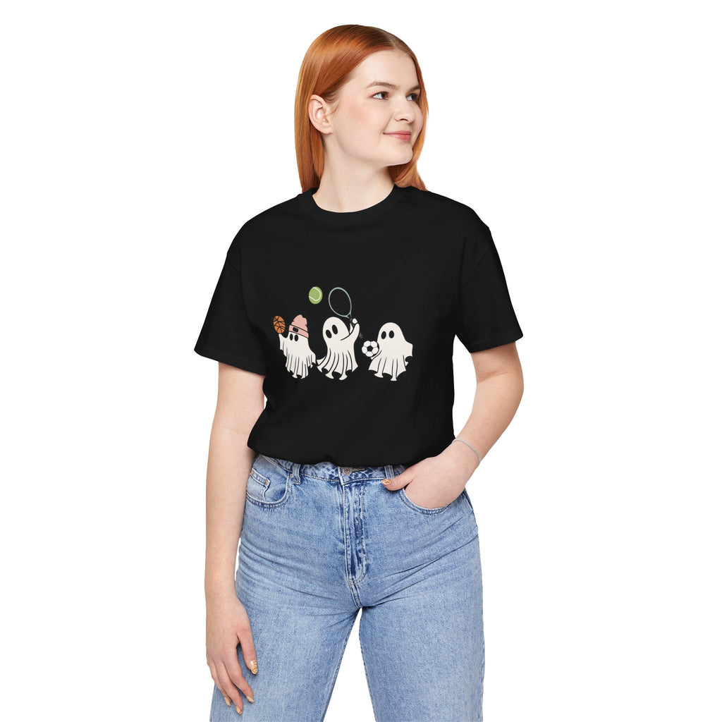 Sports Lover Ghost Shirt – Funny Halloween Athlete Ghost Graphic Unisex Tee
