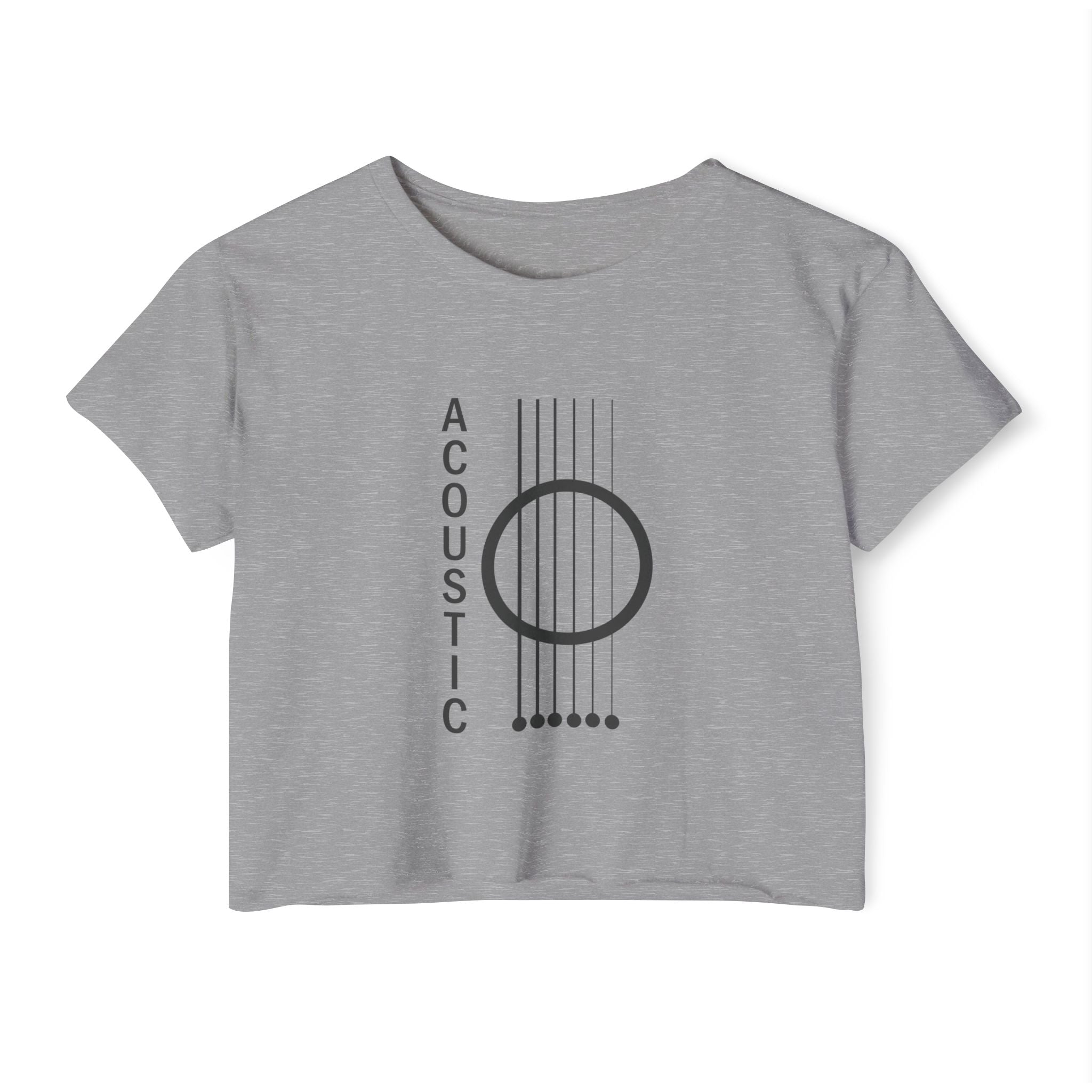 Gray t-shirt with 'Acoustic' design on a white background