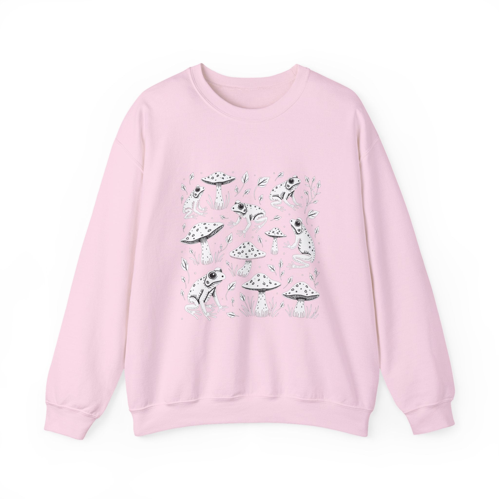 Light pink sweatshirt with alien and flower design on a white background