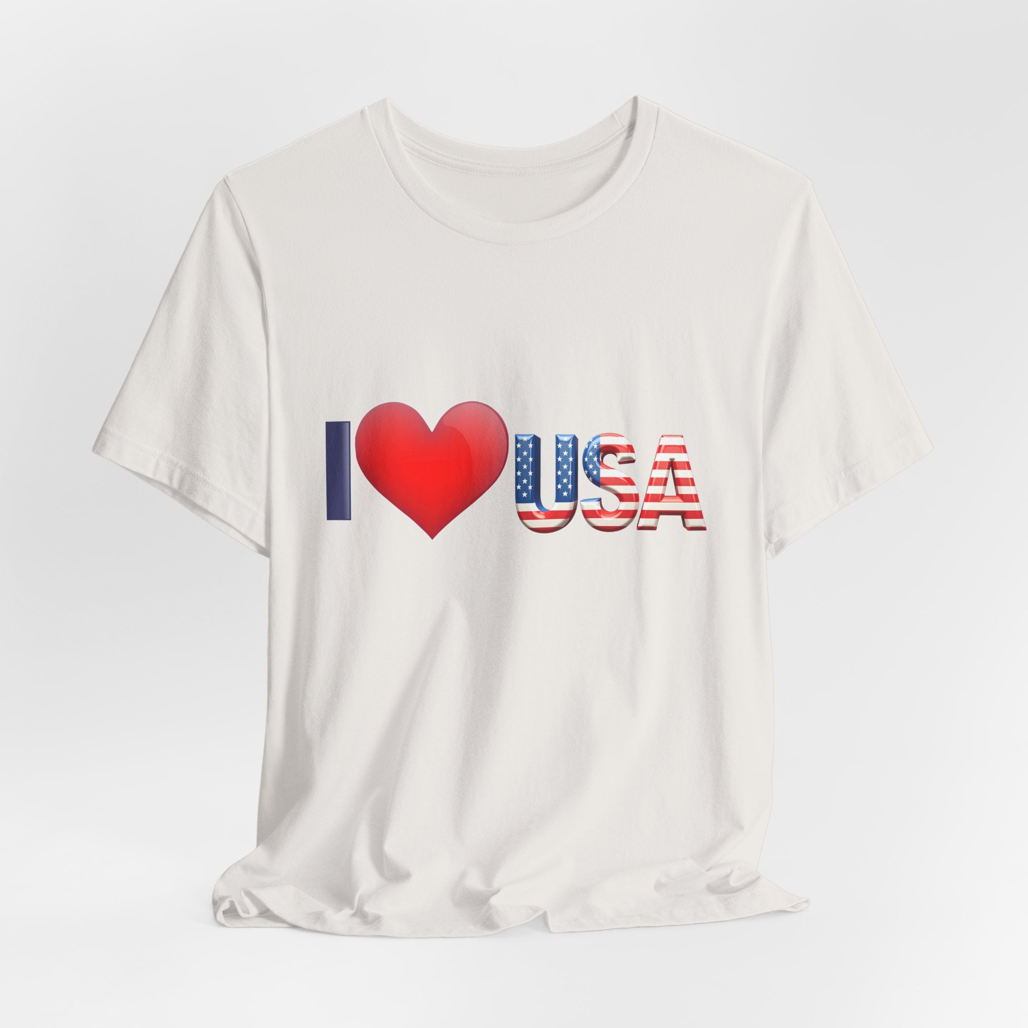 Vintage white t-shirt with 'I ❤️ USA' design on a white background