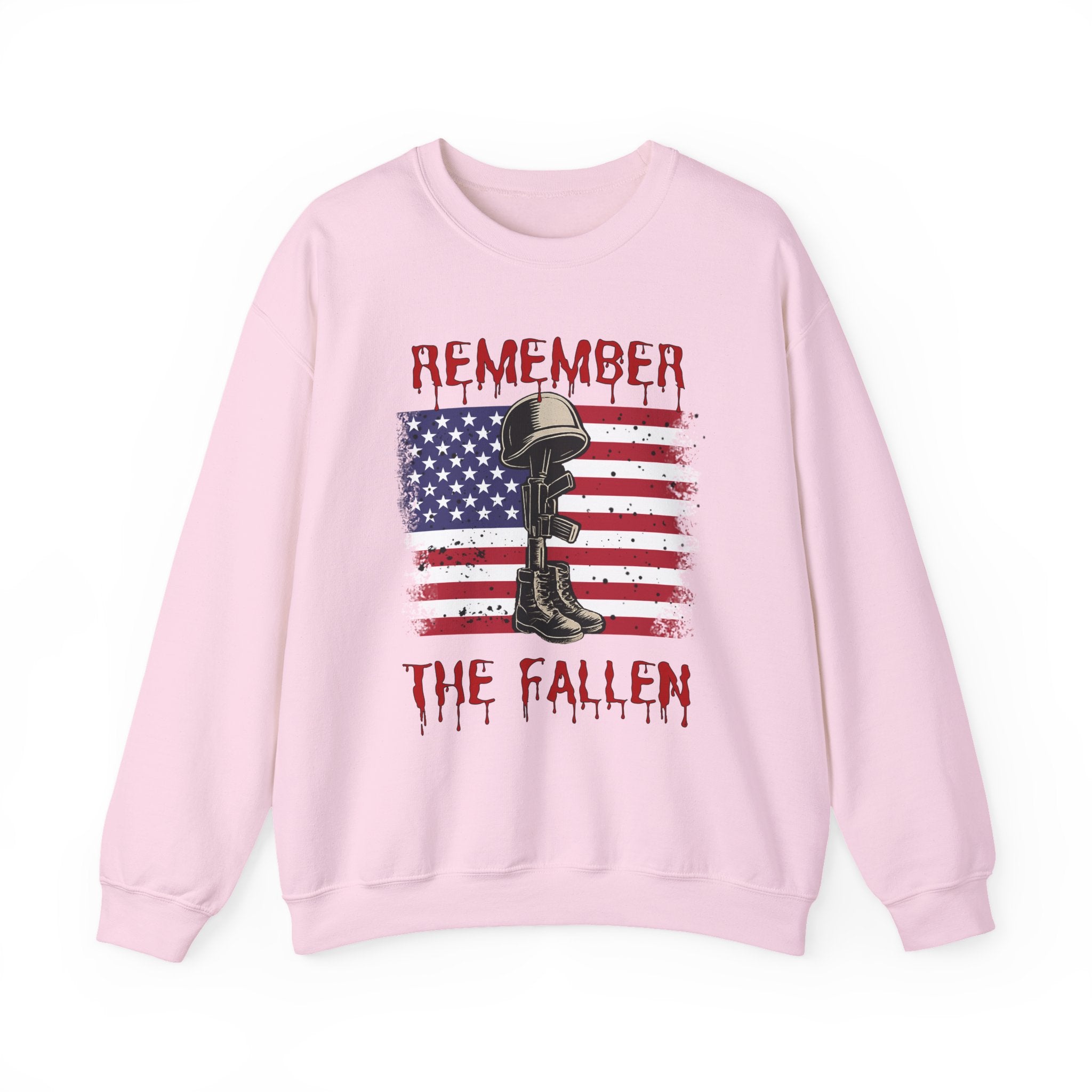 Pink sweatshirt with American flag and boot graphic on a white background