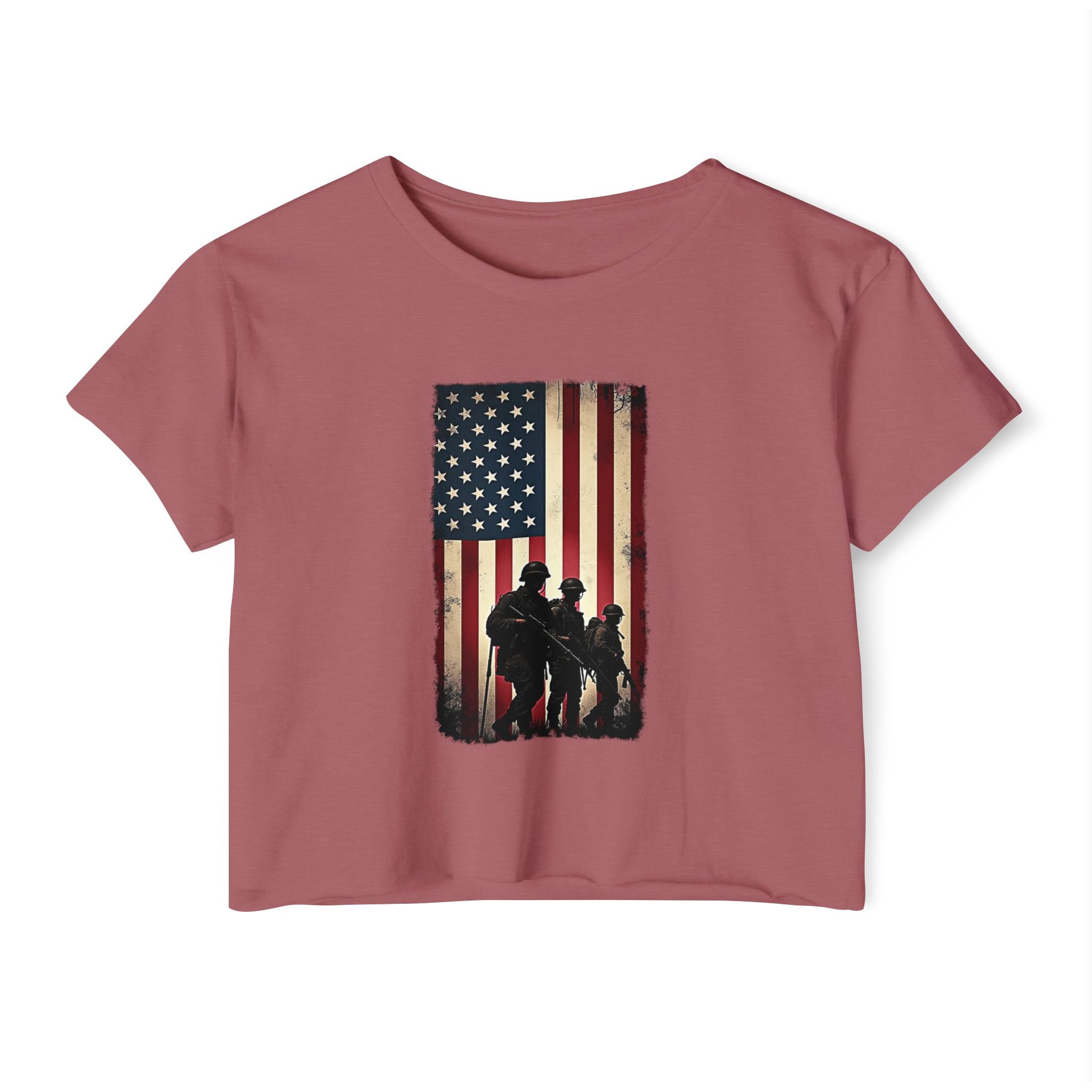 Smoked Paprika t-shirt with American flag and silhouette design on a white background