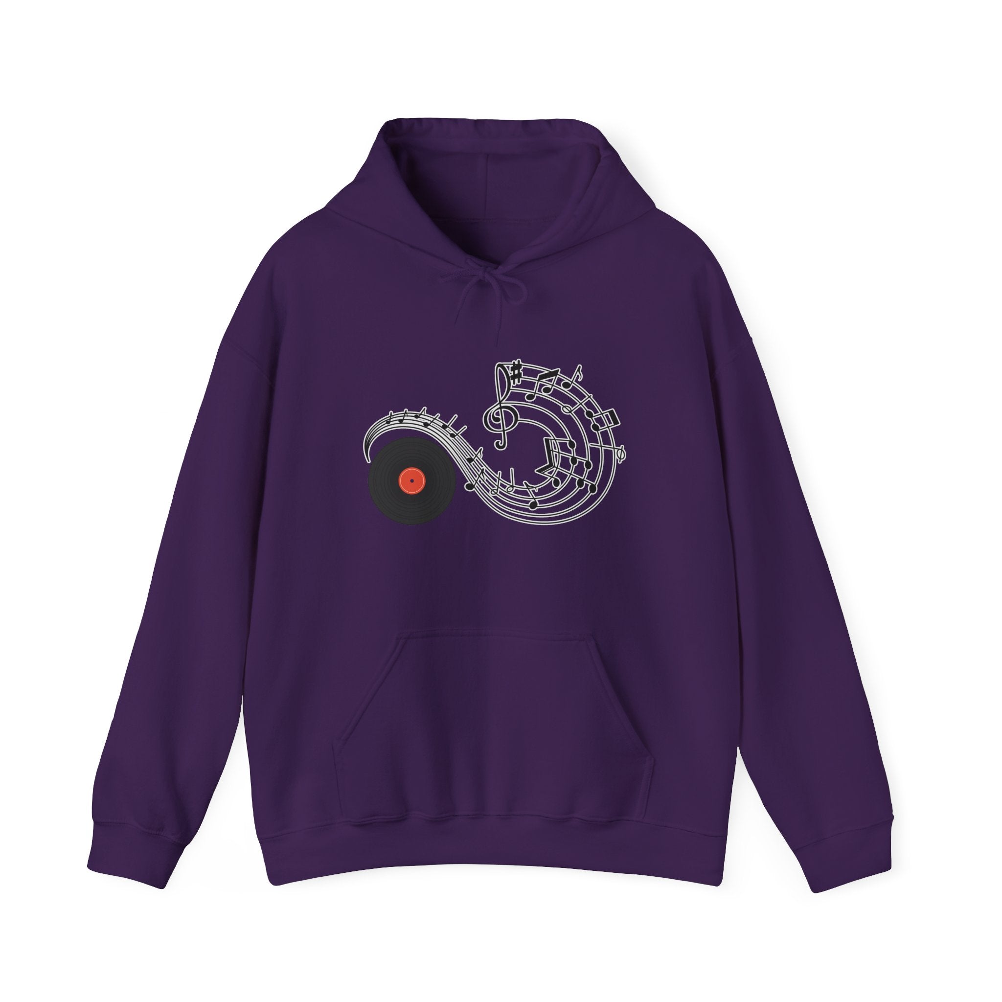 Purple hoodie with a unique design on a white background
